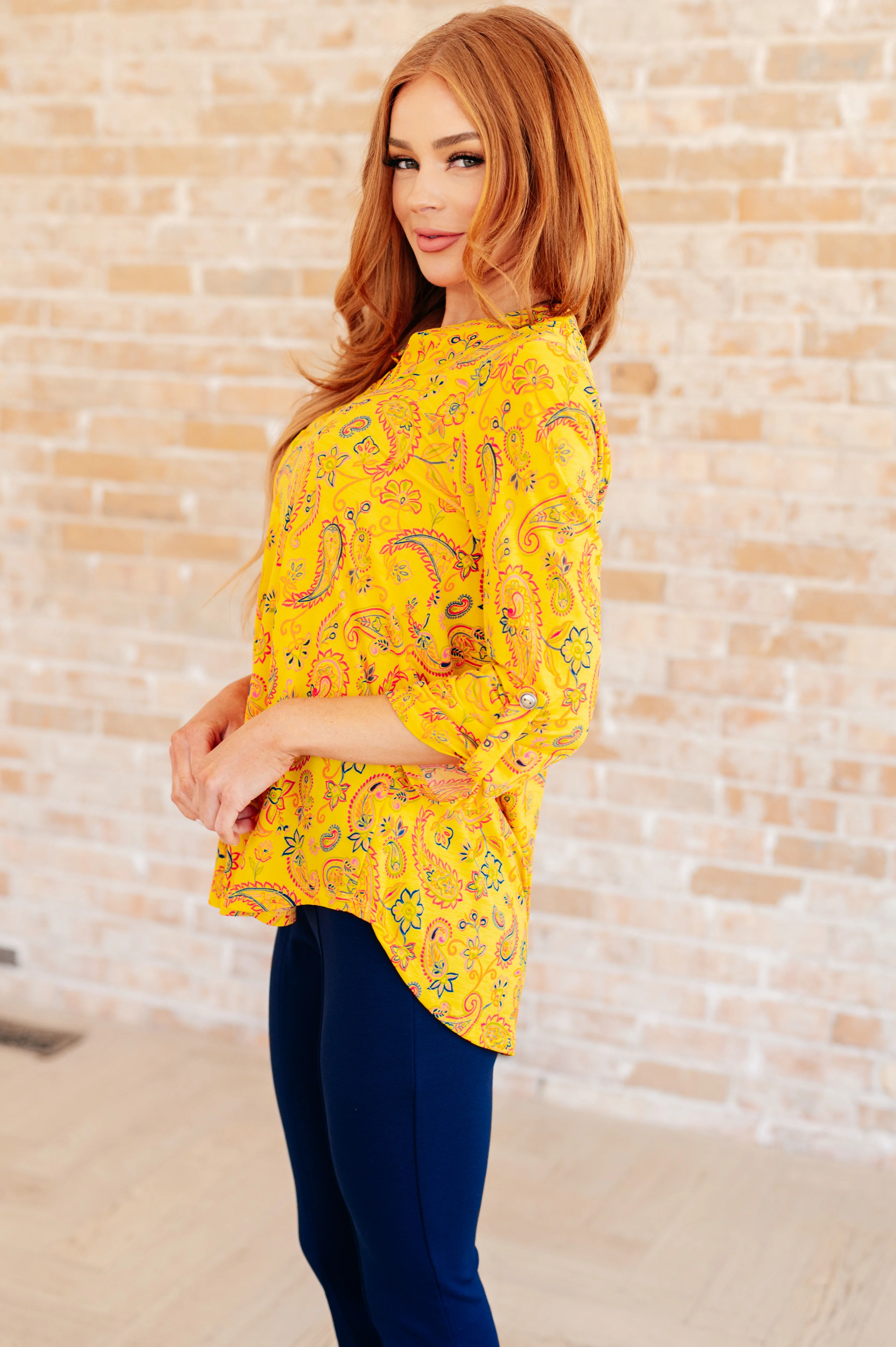 Lizzy Top in Yellow and Navy Paisley - 5/24/2024 - Image 5