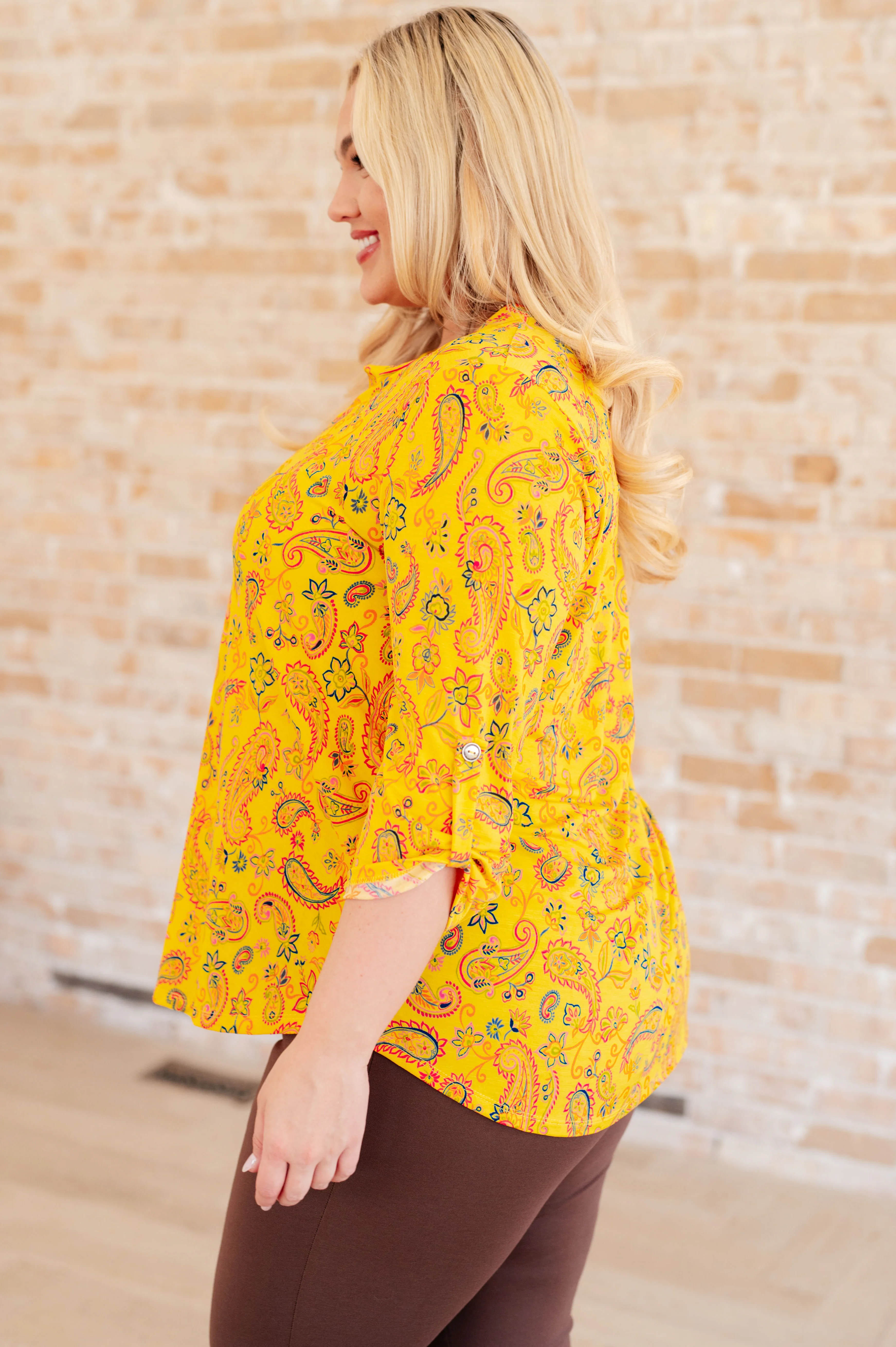Lizzy Top in Yellow and Navy Paisley - 5/24/2024 - Image 6