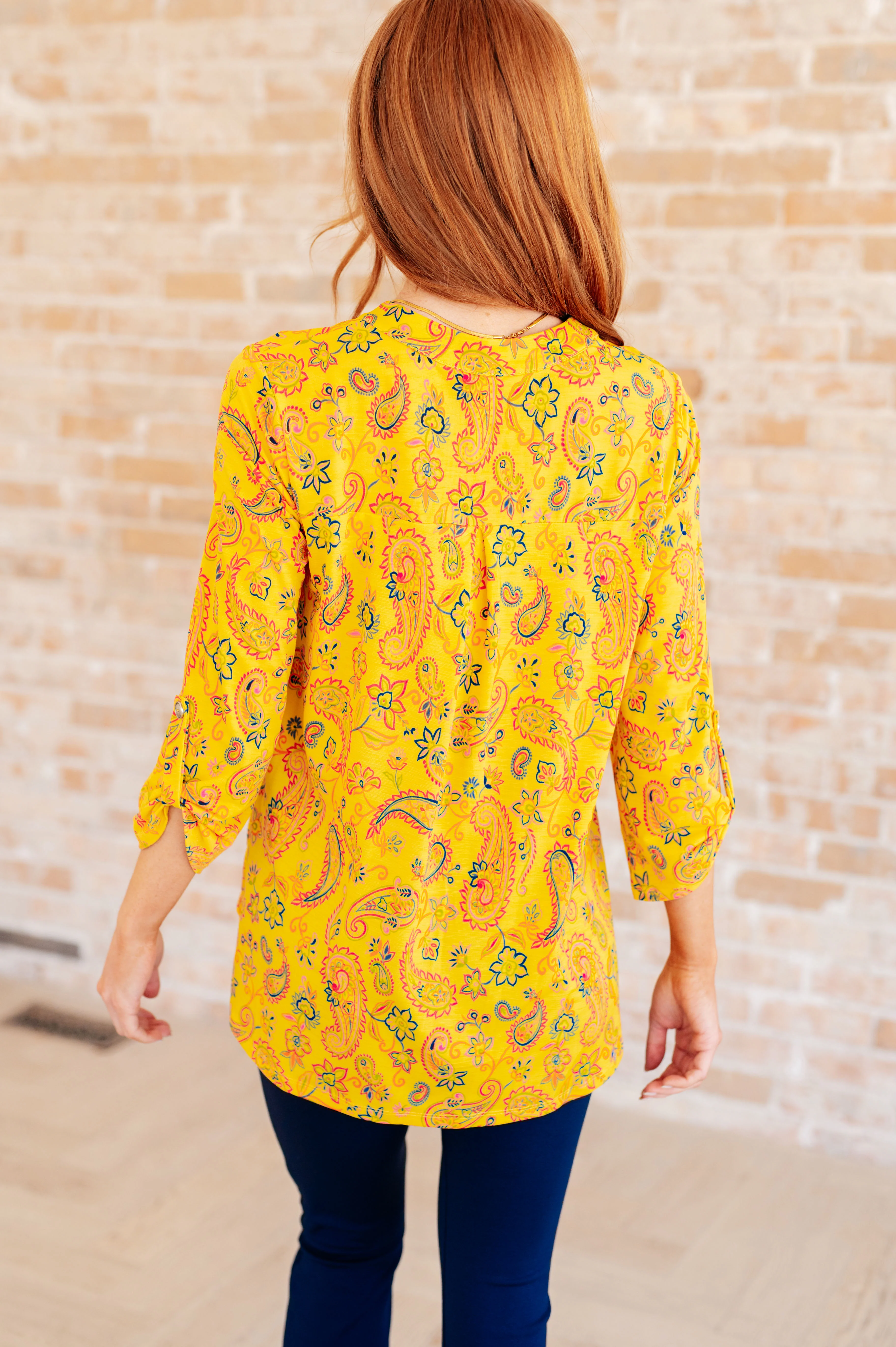 Lizzy Top in Yellow and Navy Paisley - 5/24/2024 - Image 7