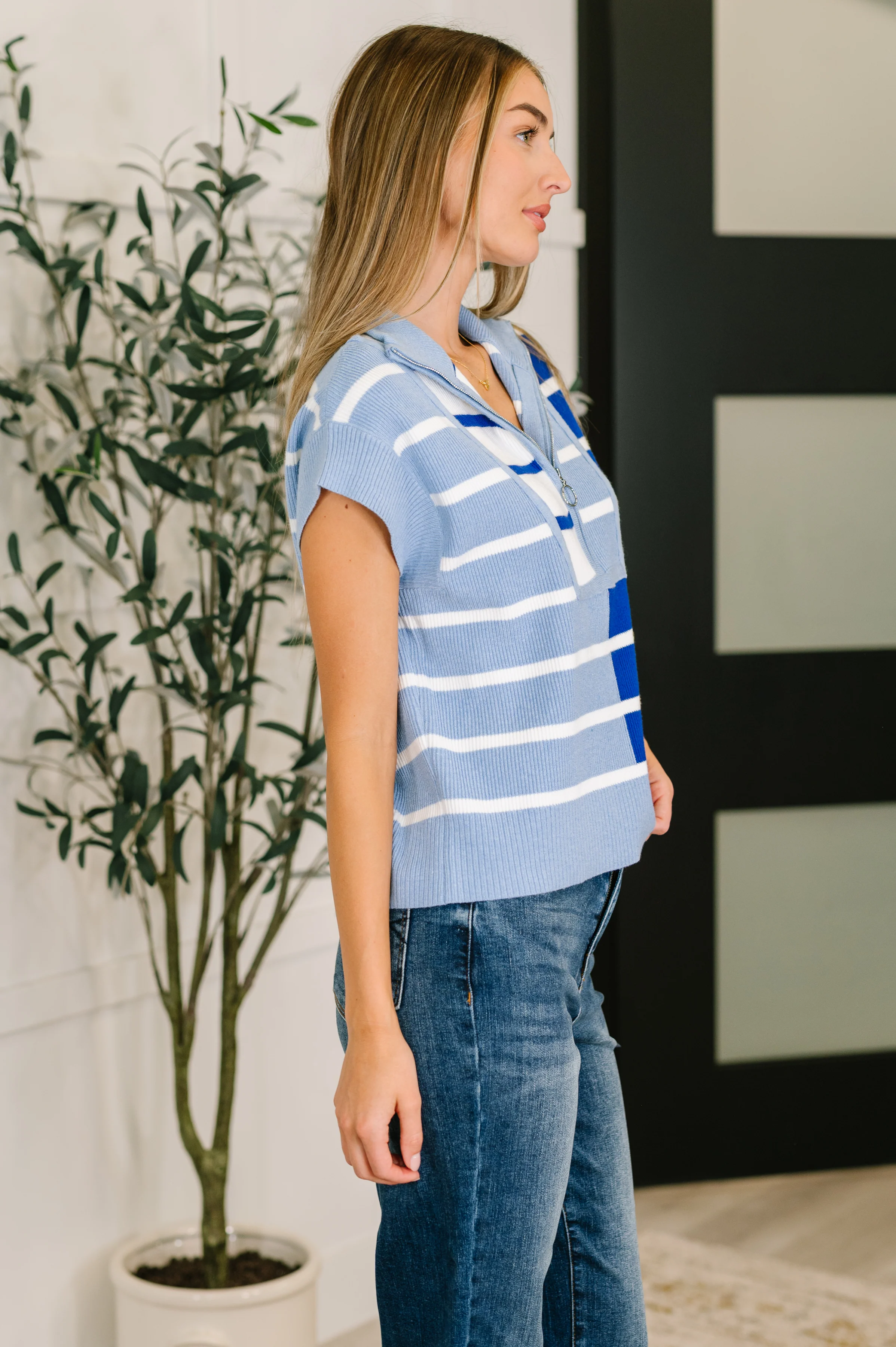 Lonely Traveler Striped Quarter Zip Vest in Blue - 3/16/2026 - Image 3