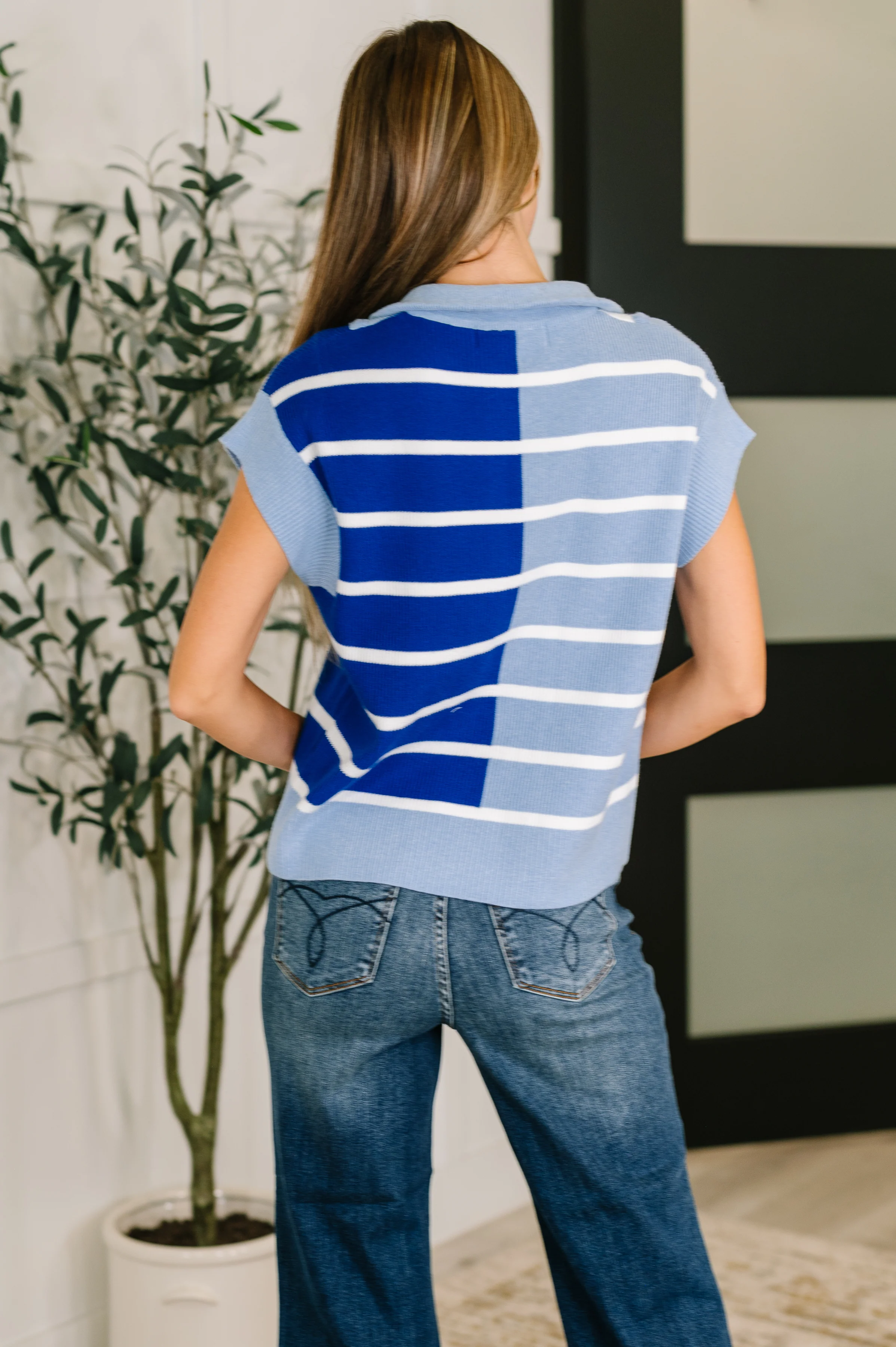 Lonely Traveler Striped Quarter Zip Vest in Blue - 3/16/2026 - Image 4