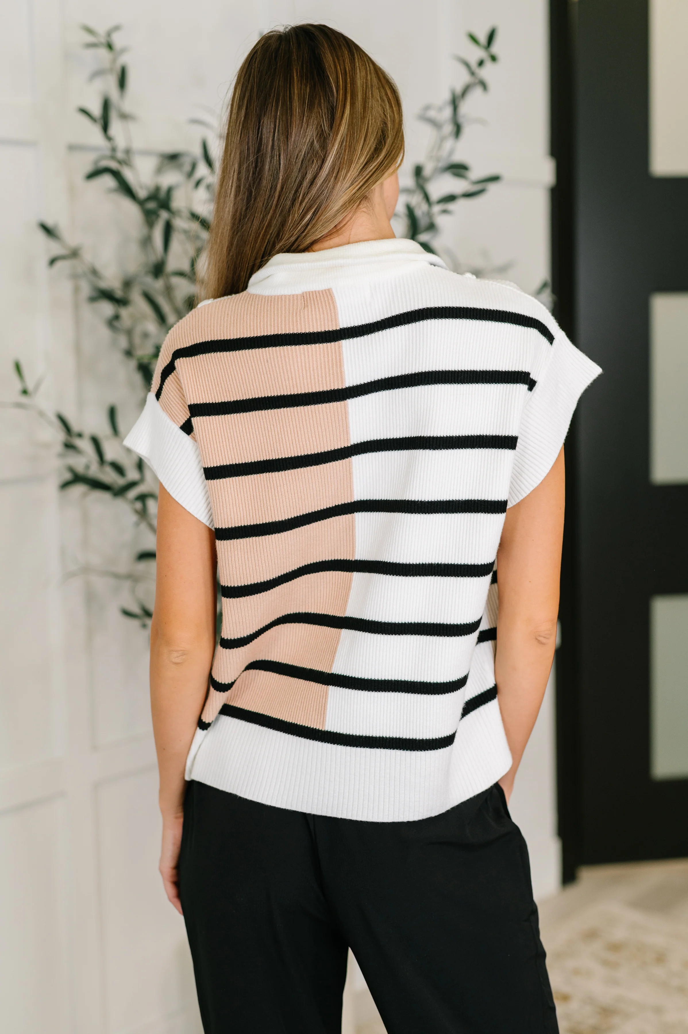 Lonely Traveler Striped Quarter Zip Vest in White - 3/16/2026 - Image 5