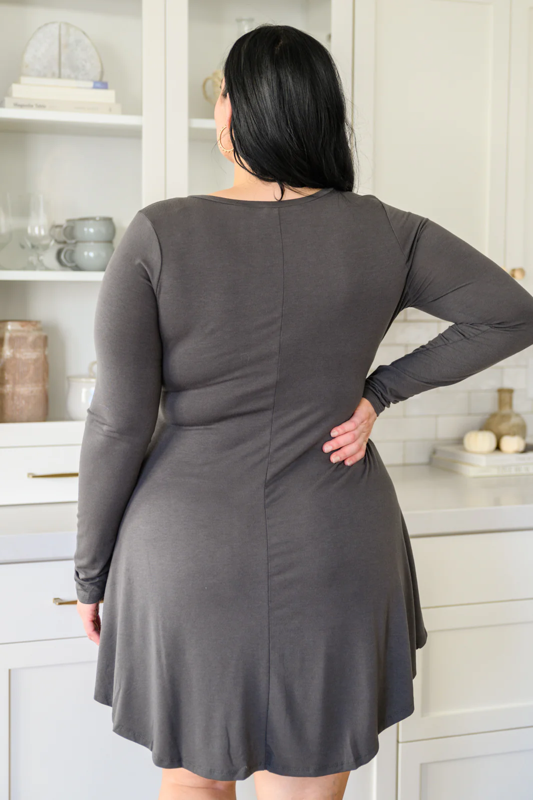 Long Sleeve Button Down Dress In Ash Gray - 11/25/2022 - Image 9