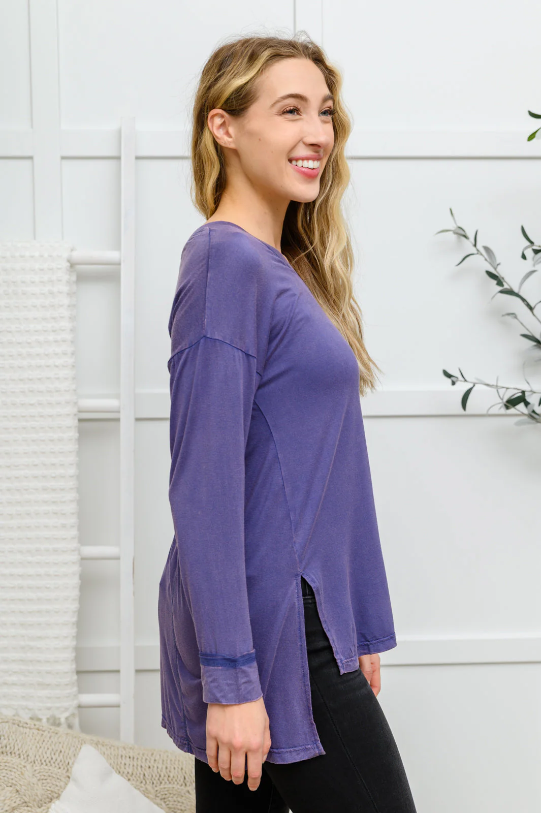Long Sleeve Knit Top With Pocket In Denim Blue - 11/28/2022 - Image 6