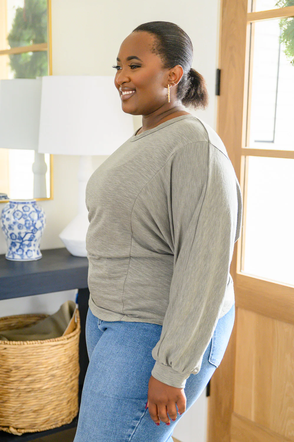 Long Sleeve Solid Knit Open Back Top In Olive - 12/15/2022 - Image 8