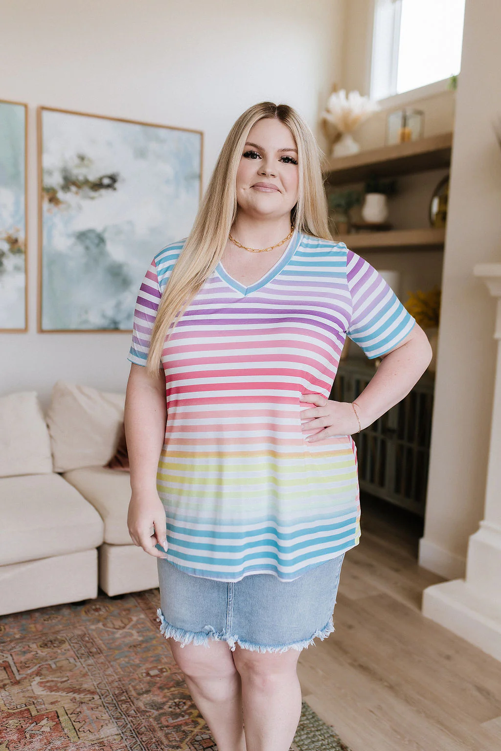 Looking for Rainbows V-Neck Striped Top - 6/20/2023 - Image 3