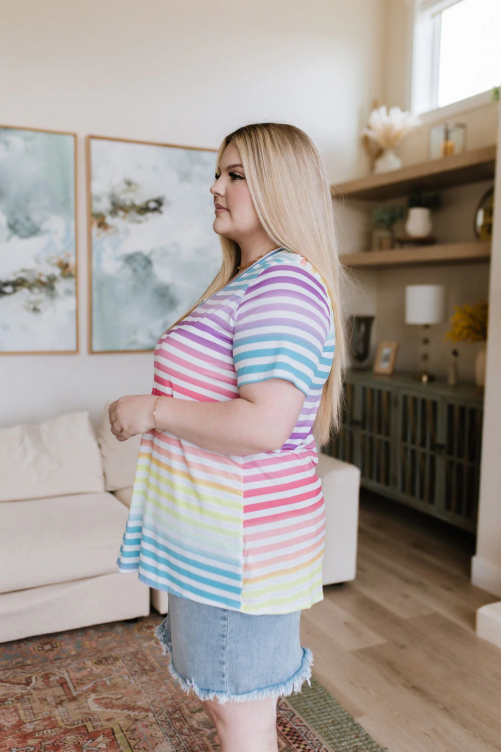 Looking for Rainbows V-Neck Striped Top - 6/20/2023 - Image 4