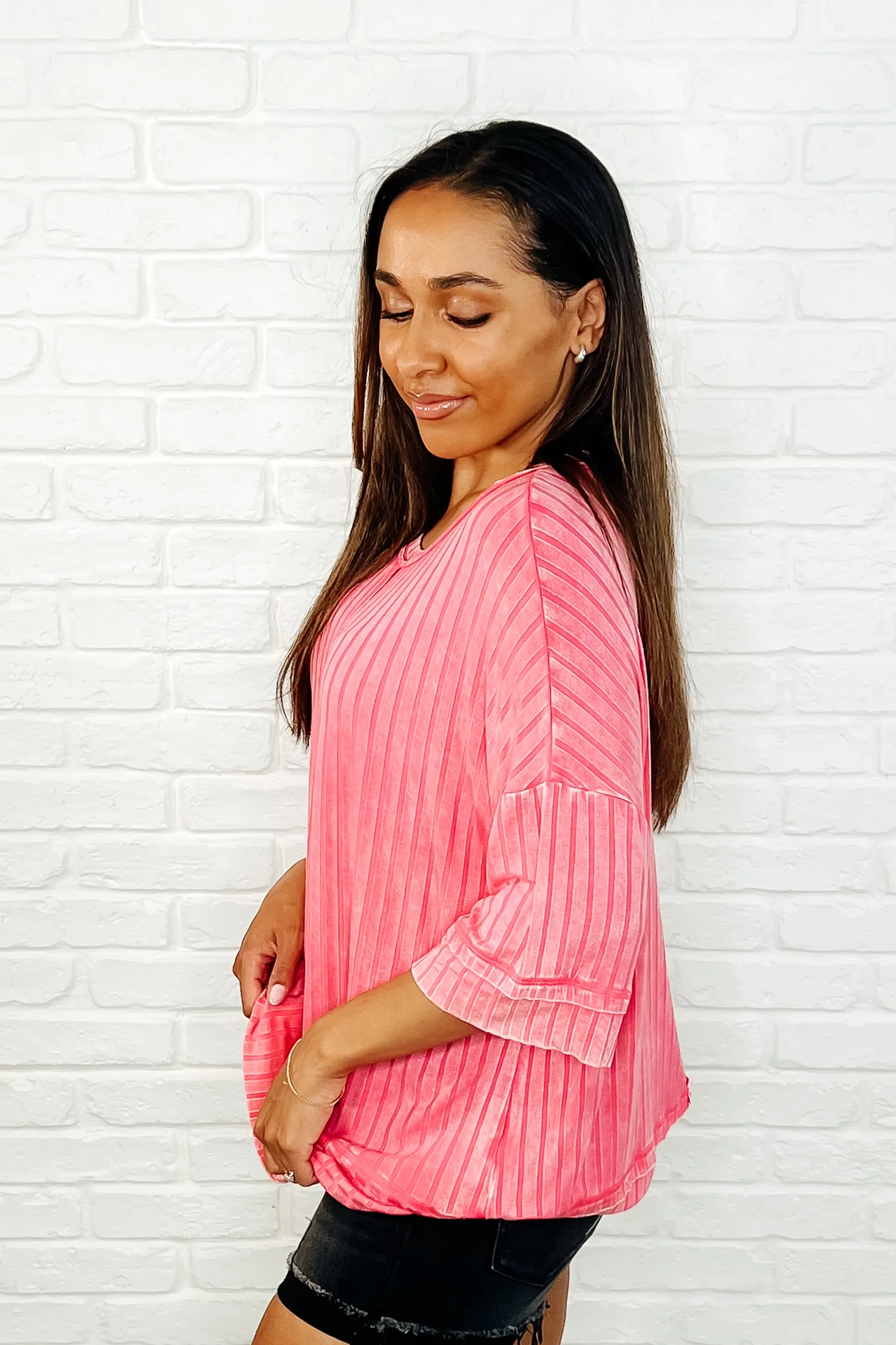 Loosely Speaking Oversized Basic Top in Fuchsia - 4/2/2025 - Image 3