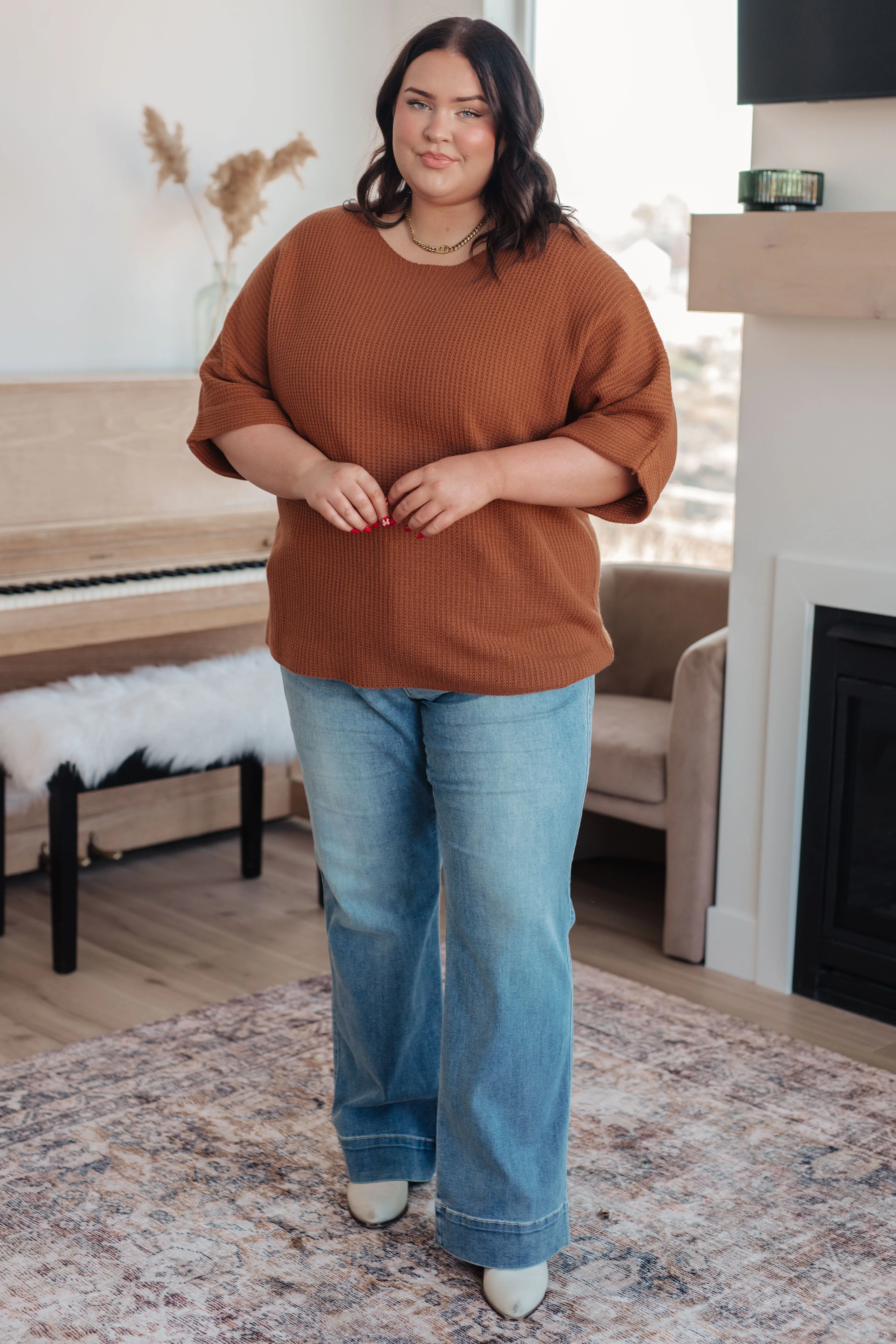 Lotta Love Knitted Sweater Top in Rust - 9/8/2025 - Image 3