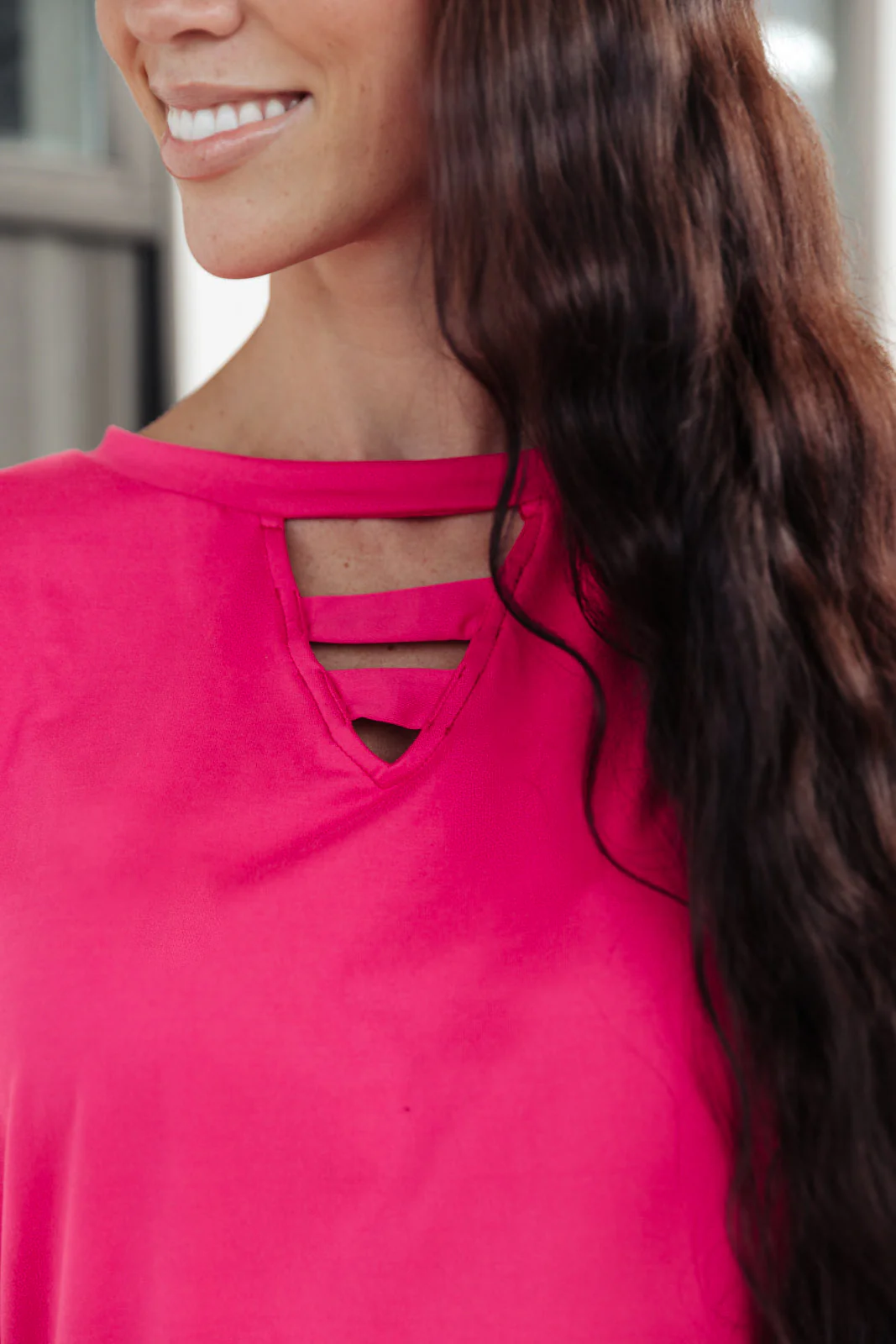 Lovely Ladder V Neck Top in Pink - 11/18/2021 - Image 5