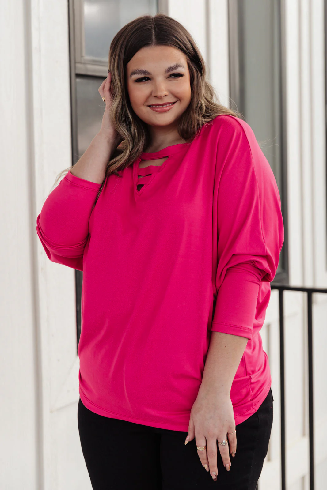 Lovely Ladder V Neck Top in Pink - 11/18/2021 - Image 7