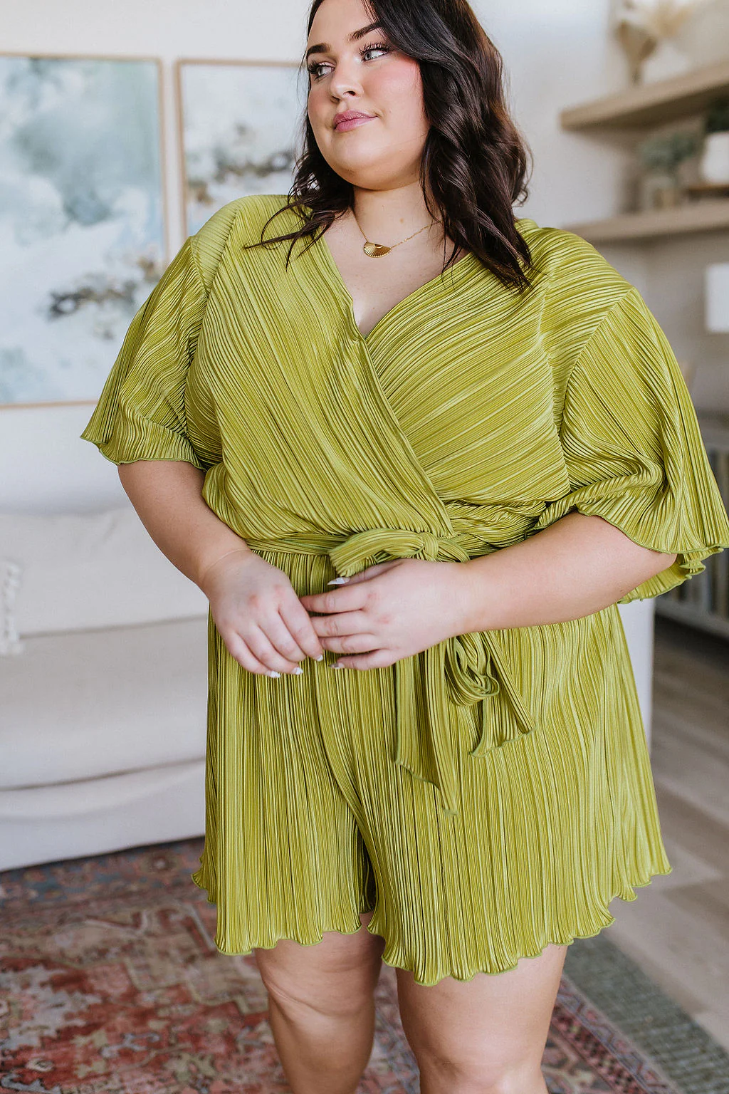 Lovely Life Plisse Romper in Green - 6/15/2023 - Image 3