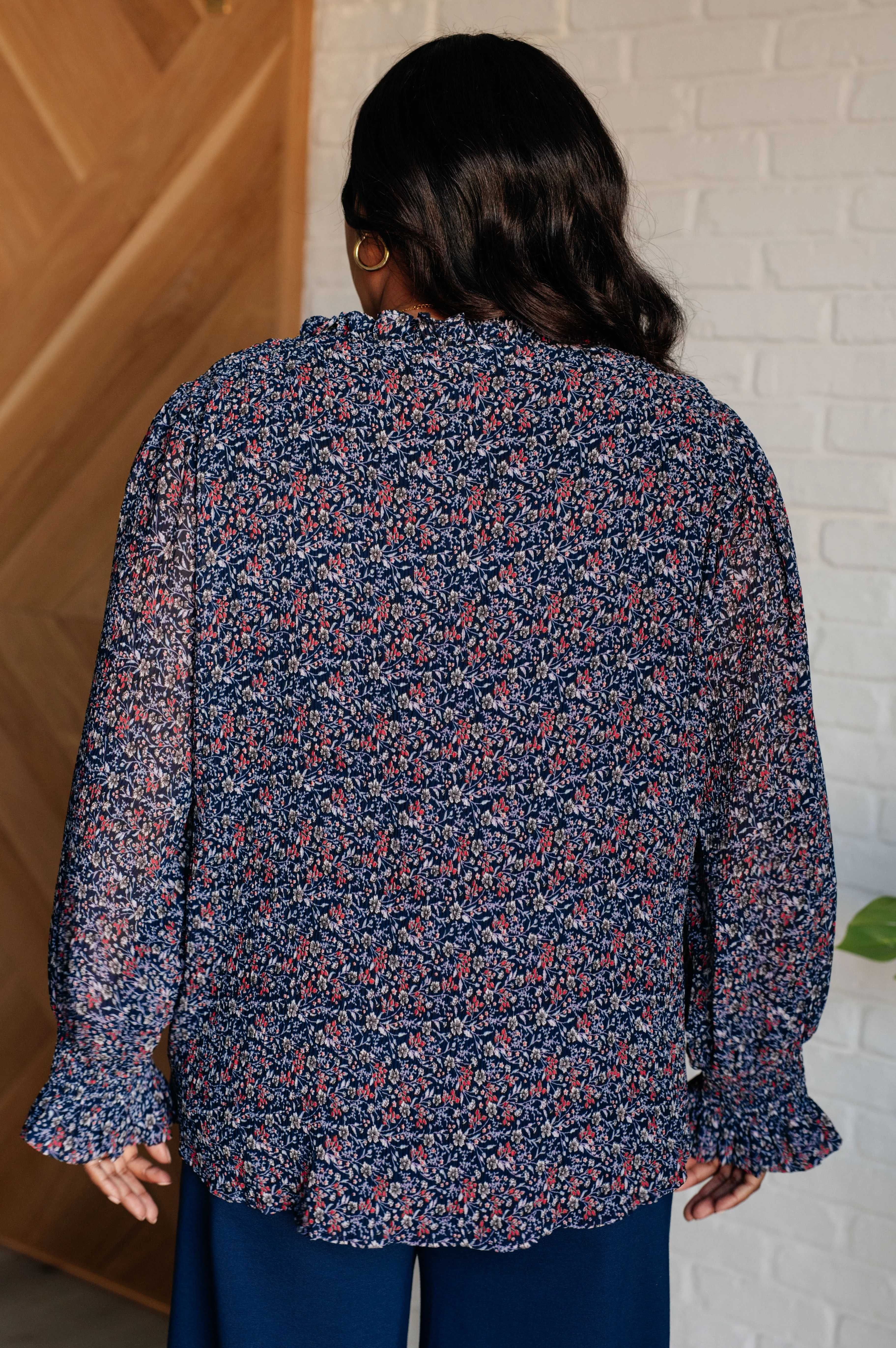 Lucid Dream Ruffle Neckline Blouse in Navy - 12/12/2024 - Image 10