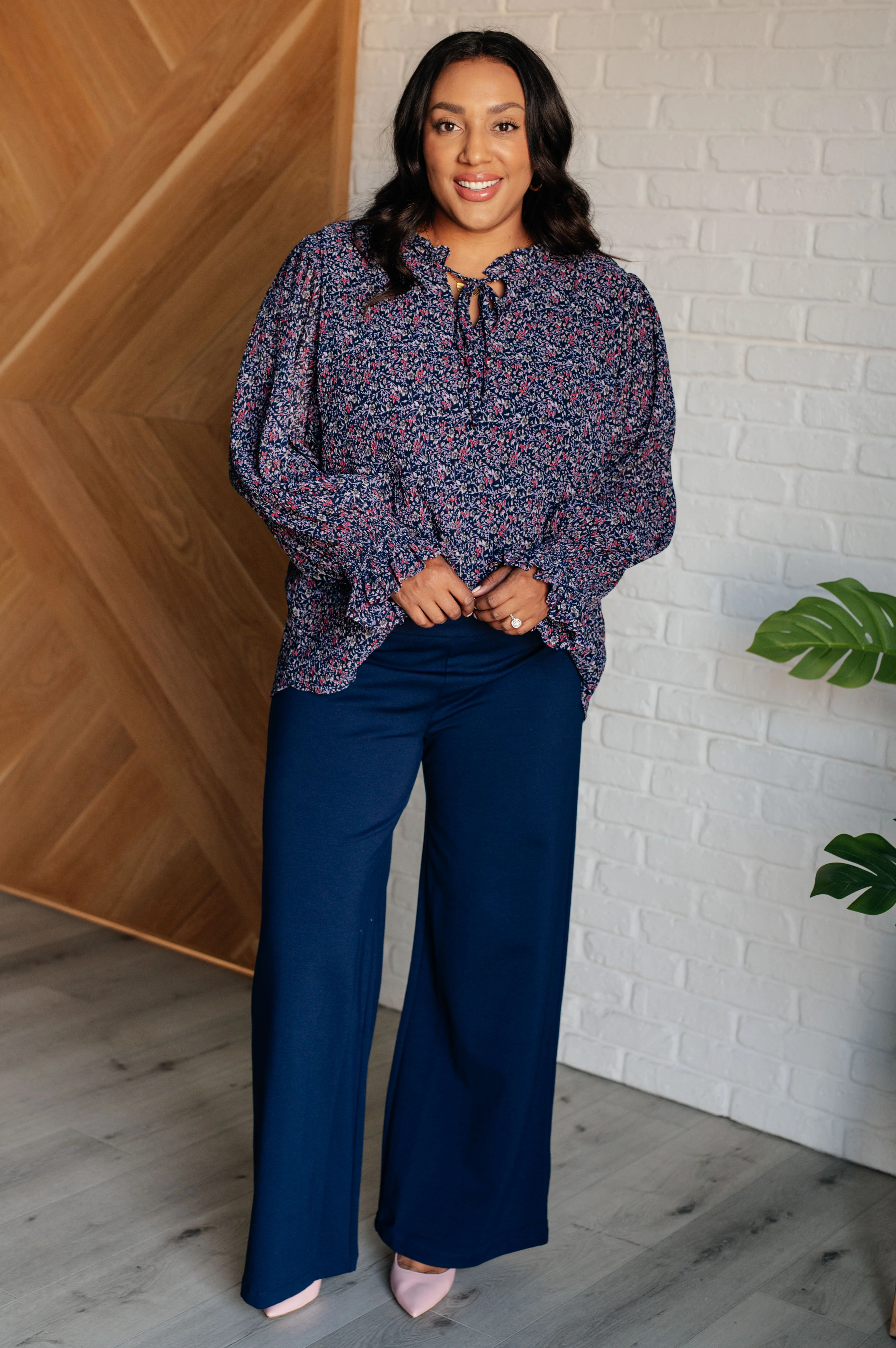 Lucid Dream Ruffle Neckline Blouse in Navy - 12/12/2024 - Image 6