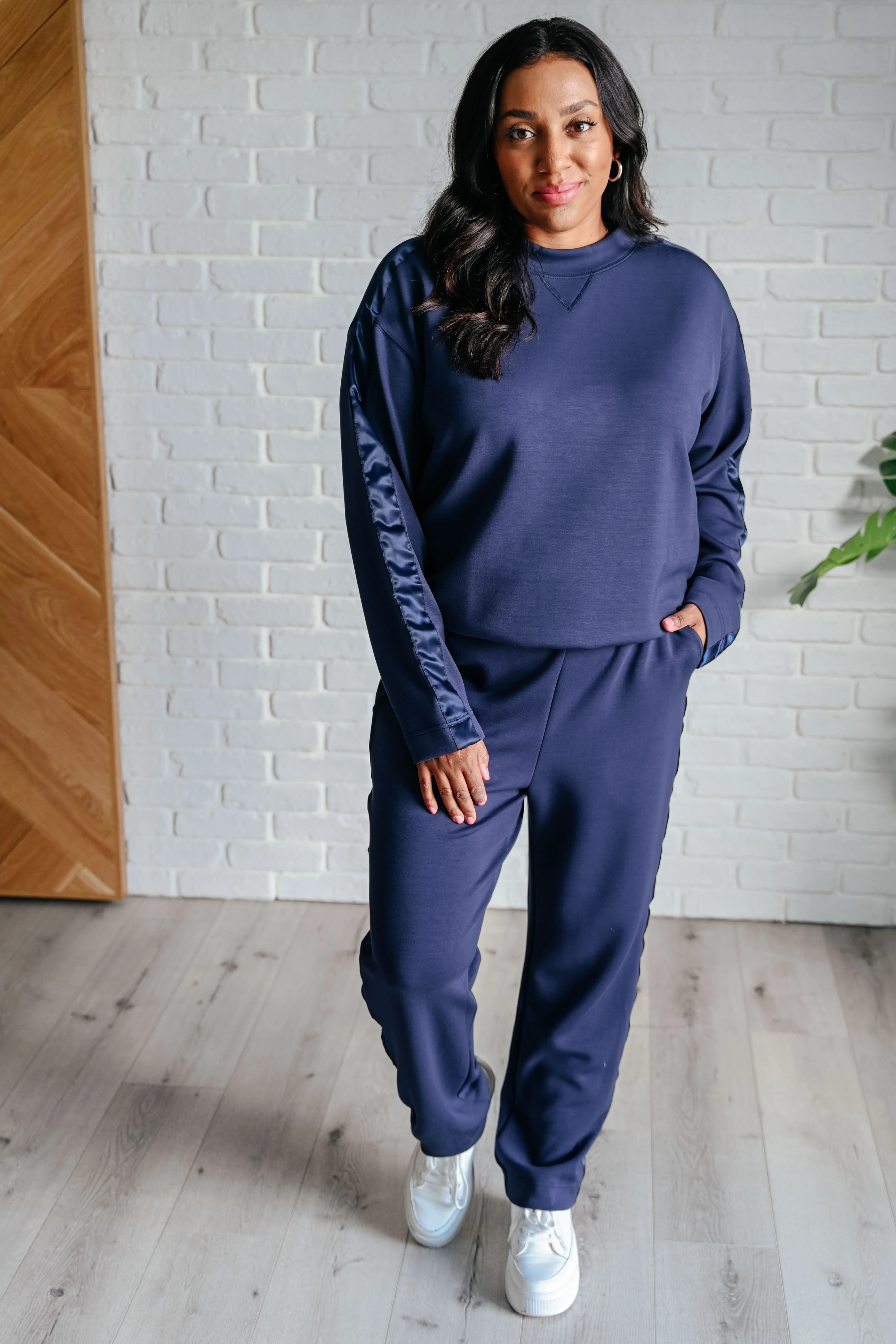 Lysa Satin Stripe Lounge Pants in Smoky Navy - 8/15/2024 - Image 4