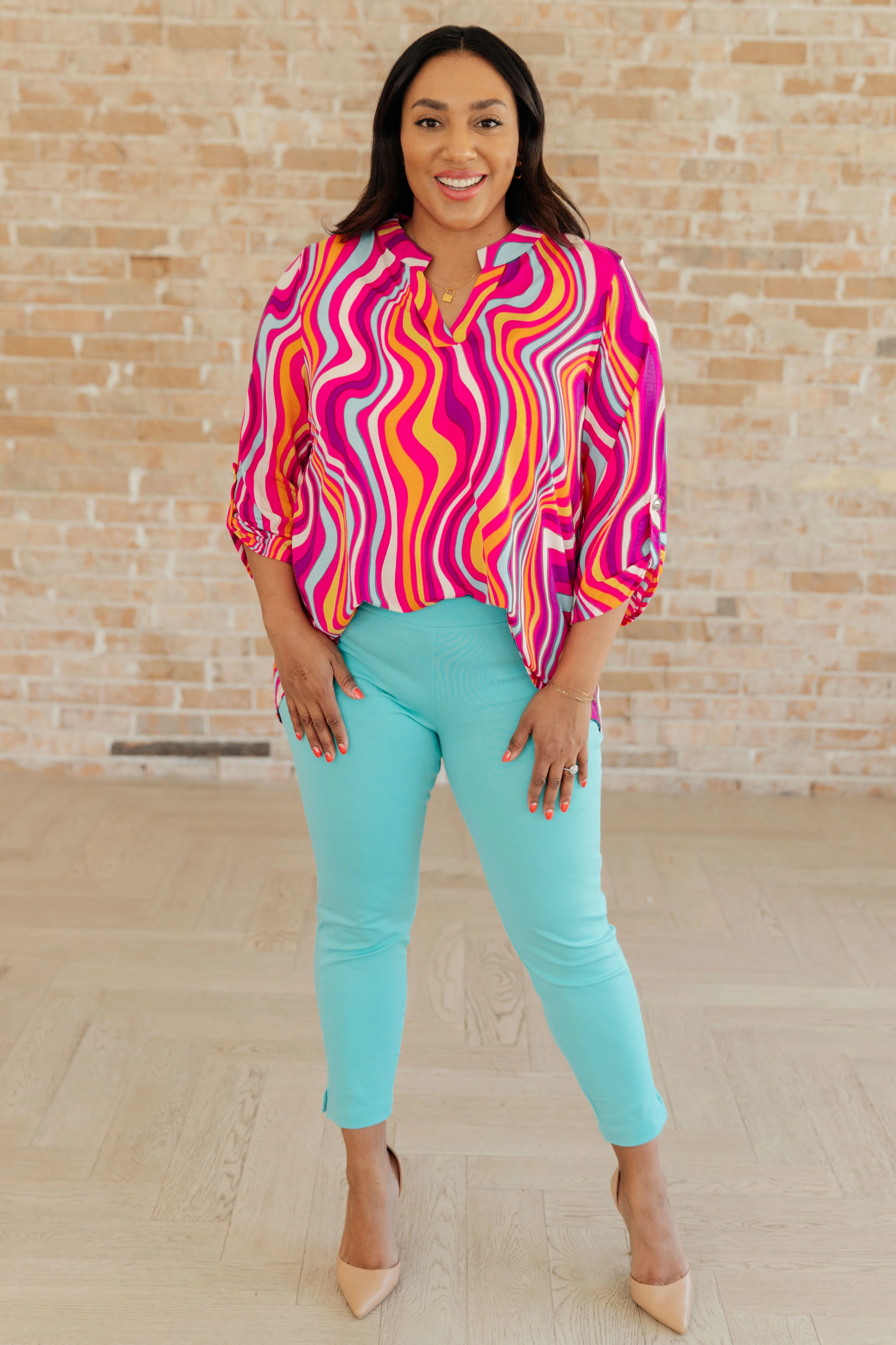 Magic Ankle Crop Skinny Pants in Aqua - 3/1/2024 - Image 9