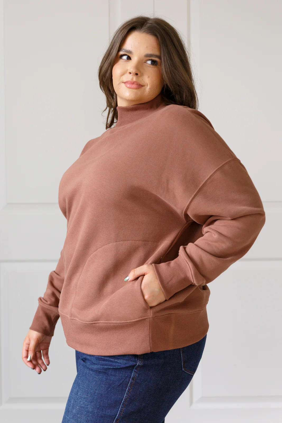 Make No Mistake Mock Neck Pullover in Cocoa - 9/25/2025 - Image 6