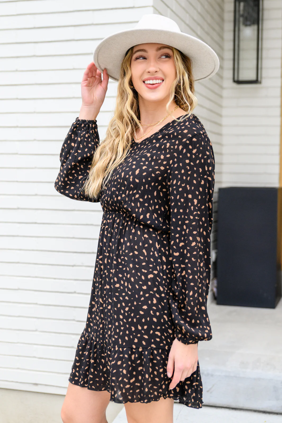 Make Your Happiness Long Sleeve Dress in Black - 12/20/2022 - Image 8