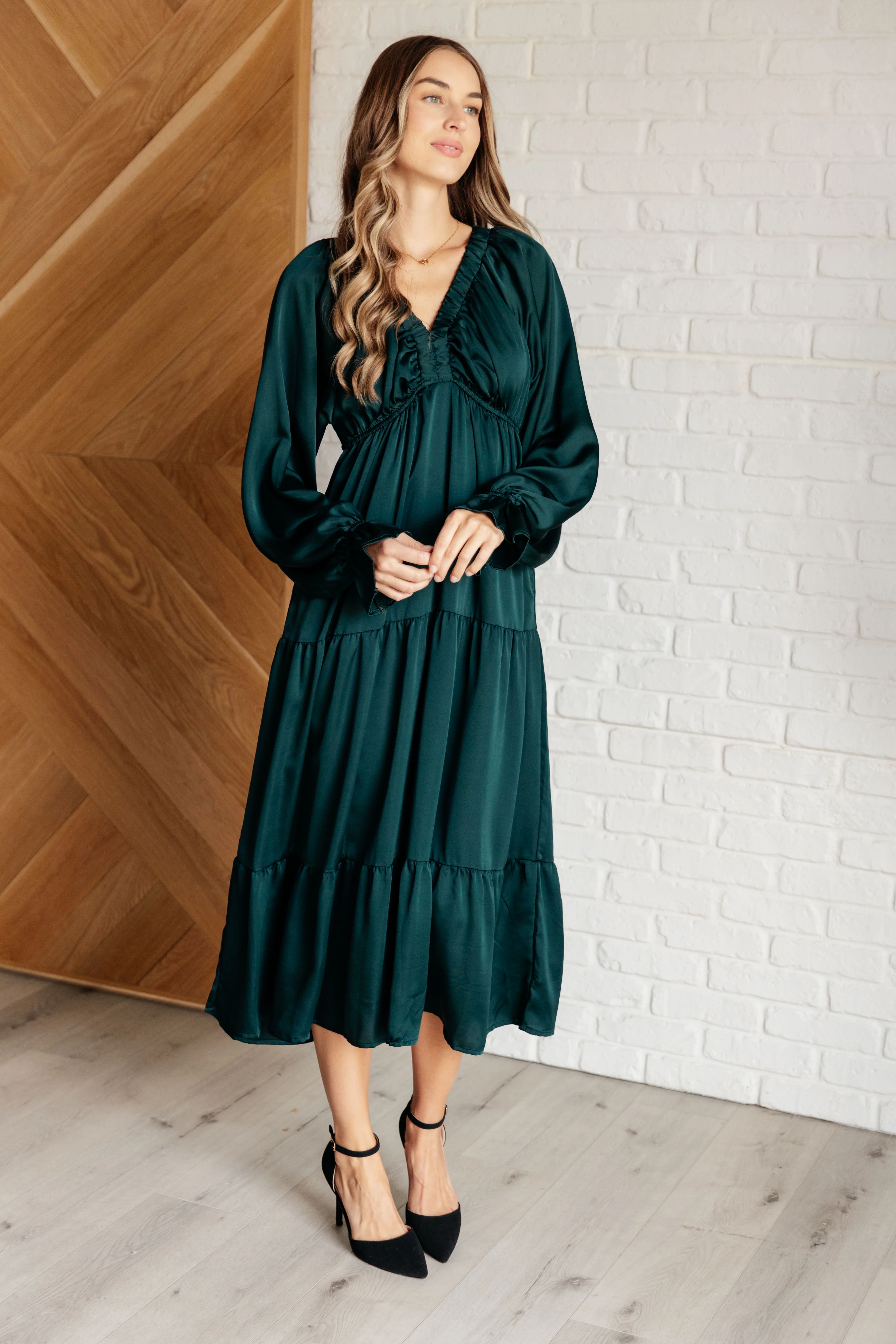 Makes Me Want to Skip Tiered Dress in Hunter Green - 10/31/2024 - Image 3