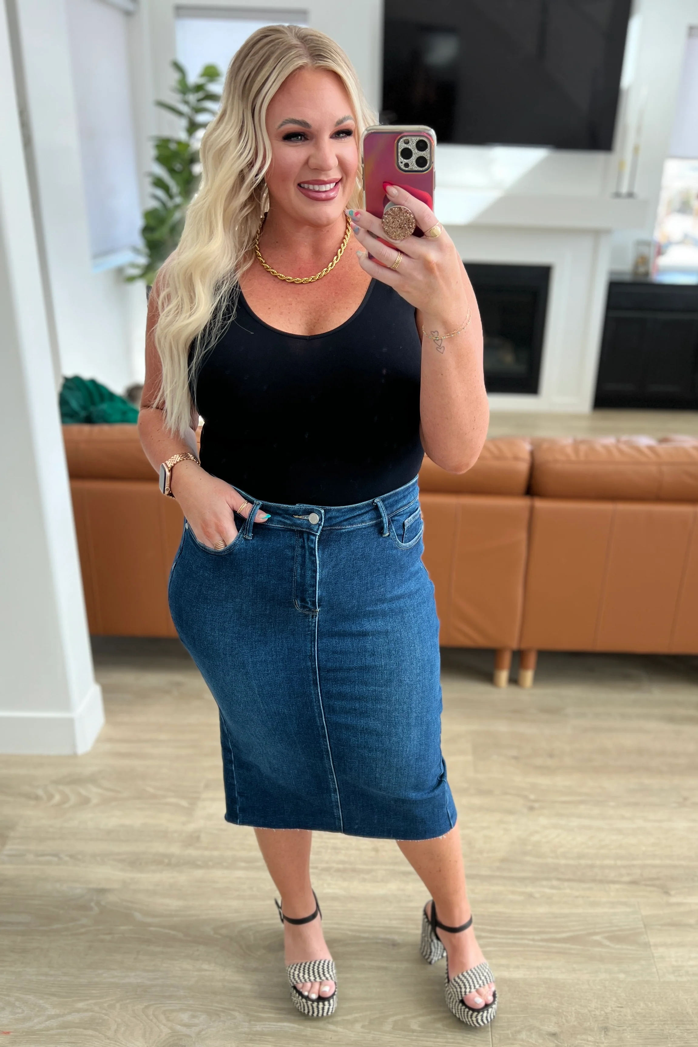 Marcy High Rise Denim Midi Skirt - 2/14/2024 - Image 11