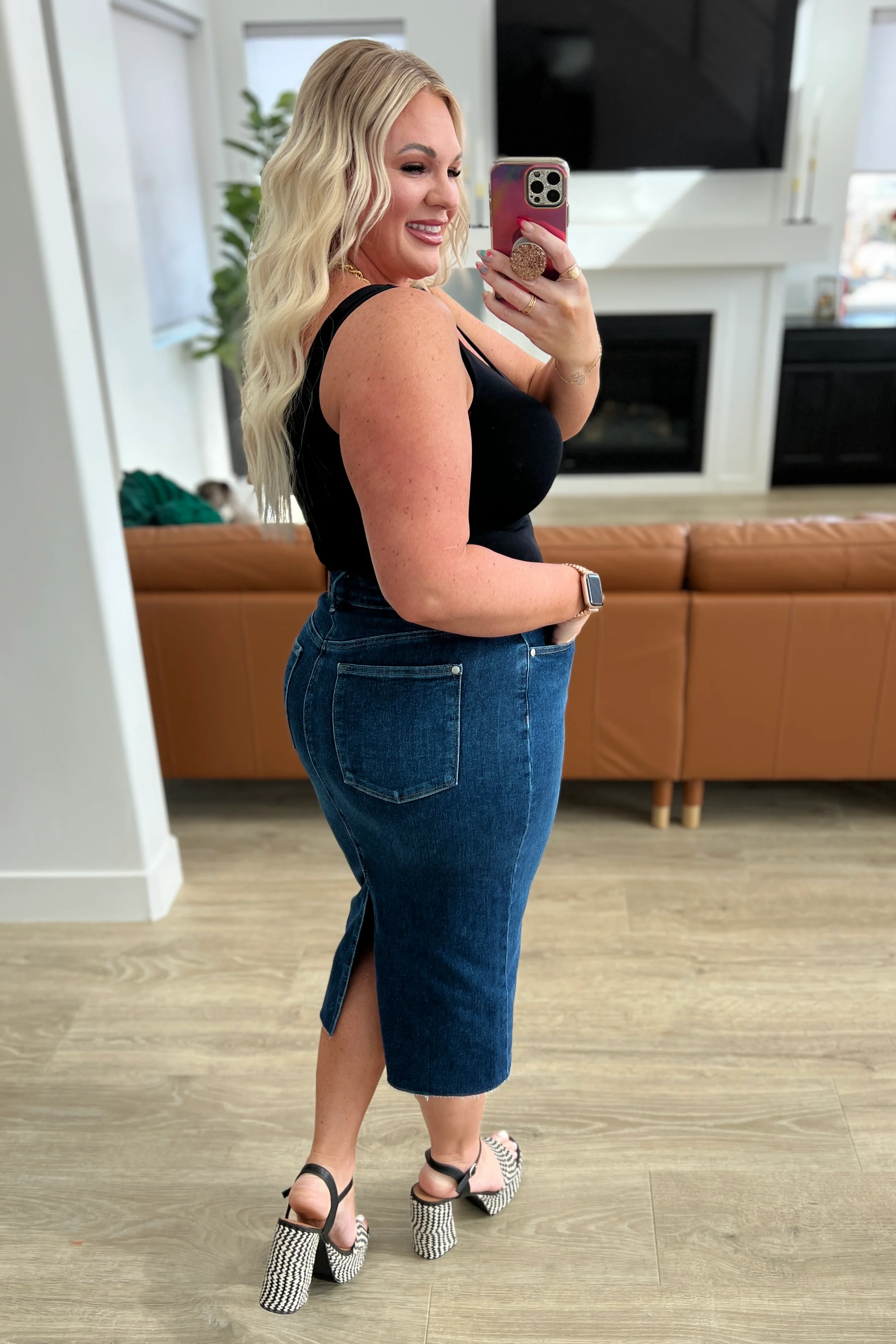 Marcy High Rise Denim Midi Skirt - 2/14/2024 - Image 13