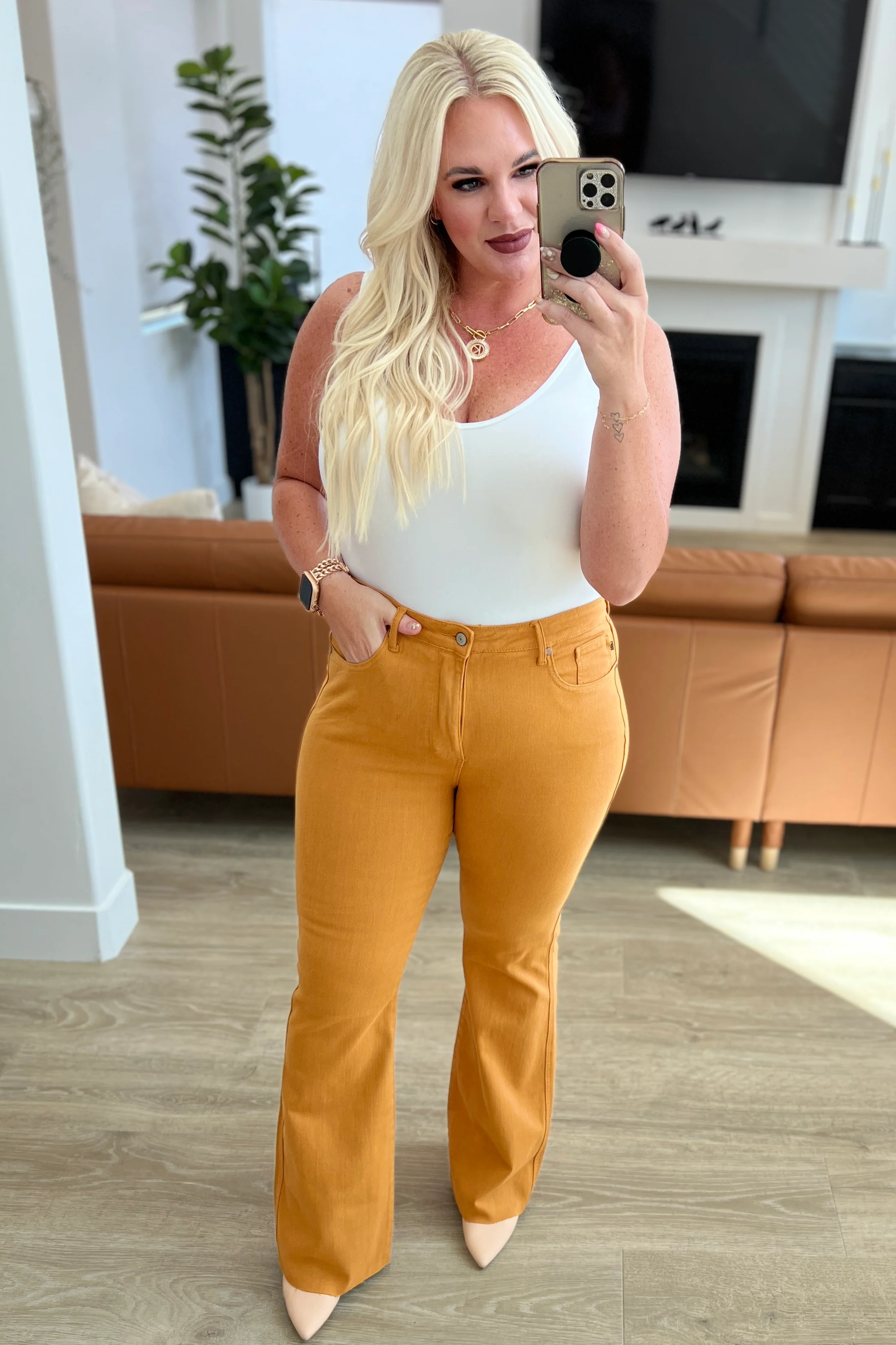 Melinda High Rise Control Top Flare Jeans in Marigold - 9/13/2023 - Image 13