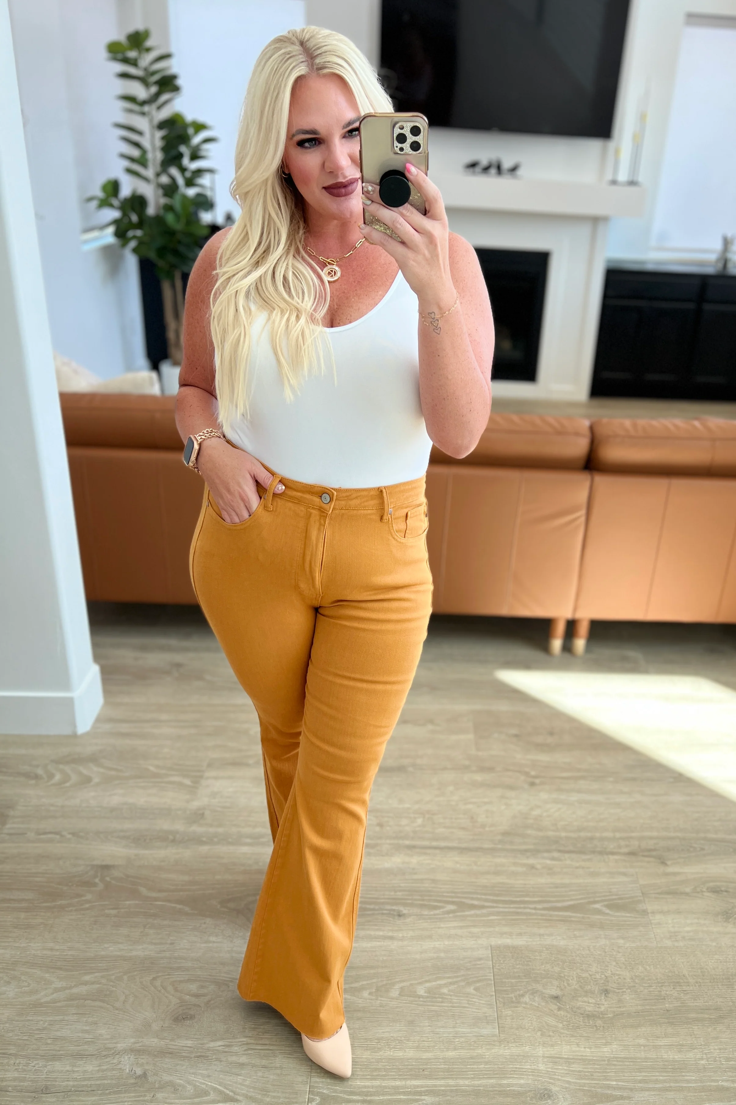 Melinda High Rise Control Top Flare Jeans in Marigold - 9/13/2023 - Image 14