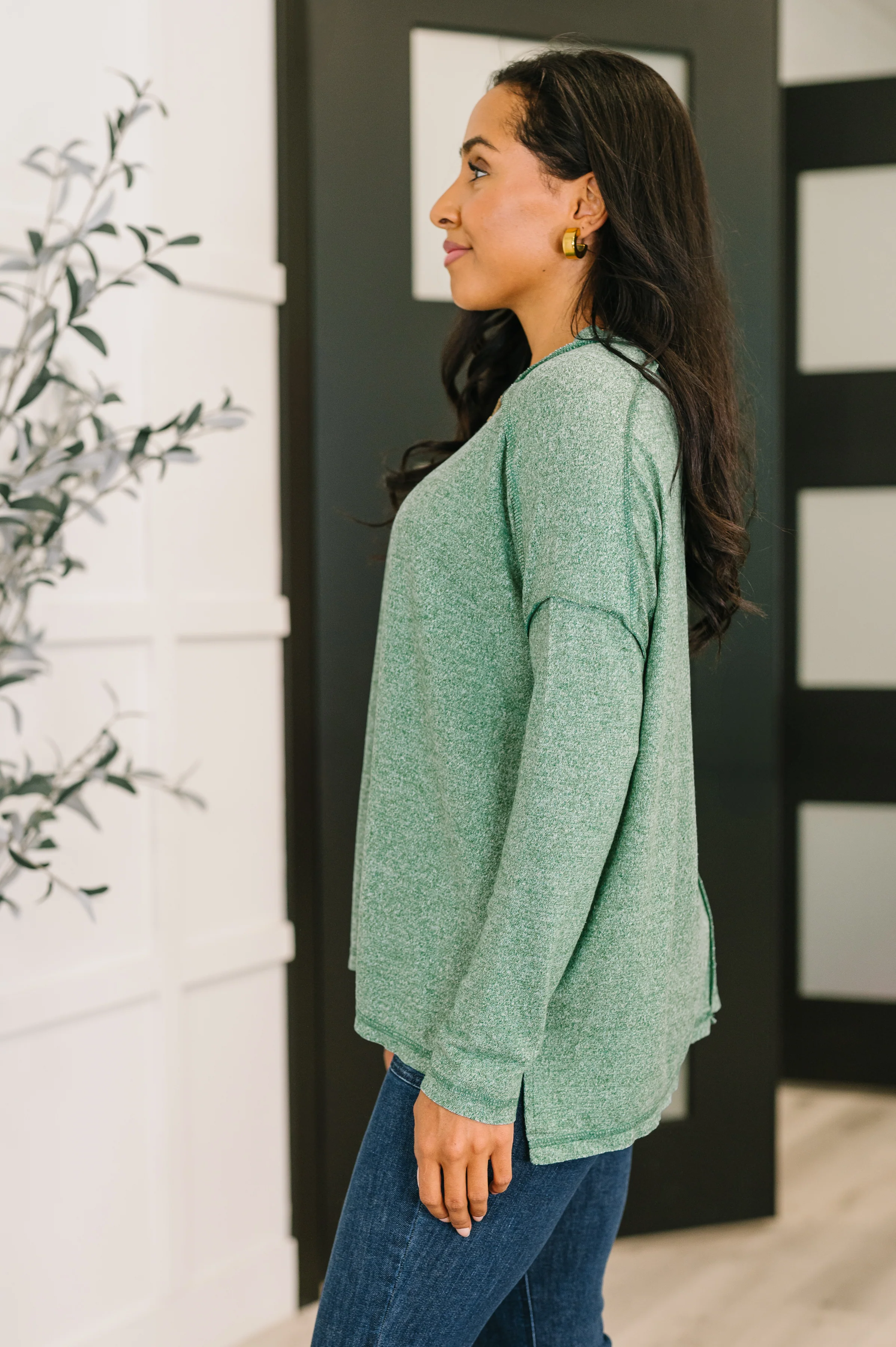 Mellow Mood Heathered Pullover in Dark Green - 10/22/2025 - Image 3