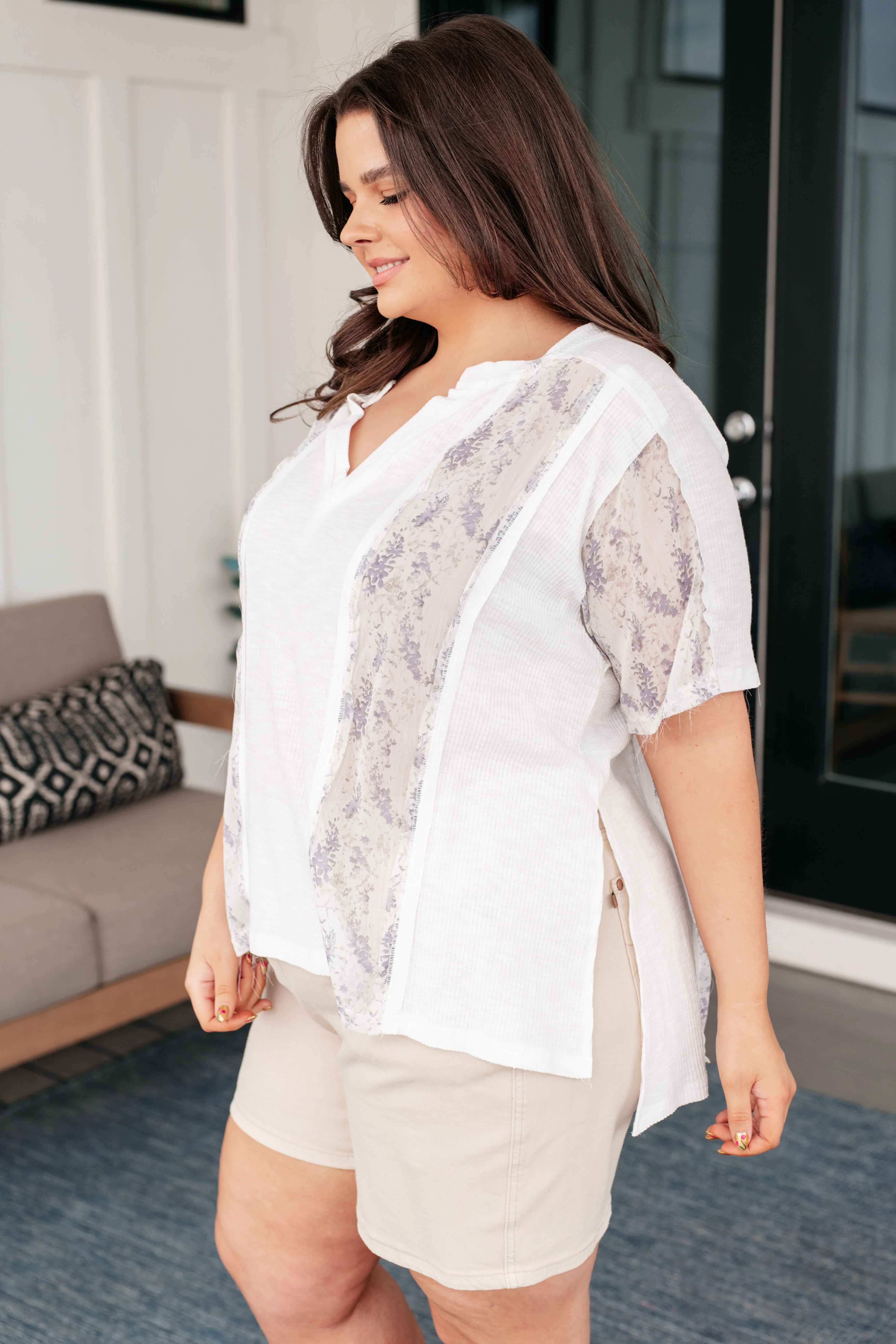 Mention Me Floral Accent Top in Ivory - 5/2/2024 - Image 6
