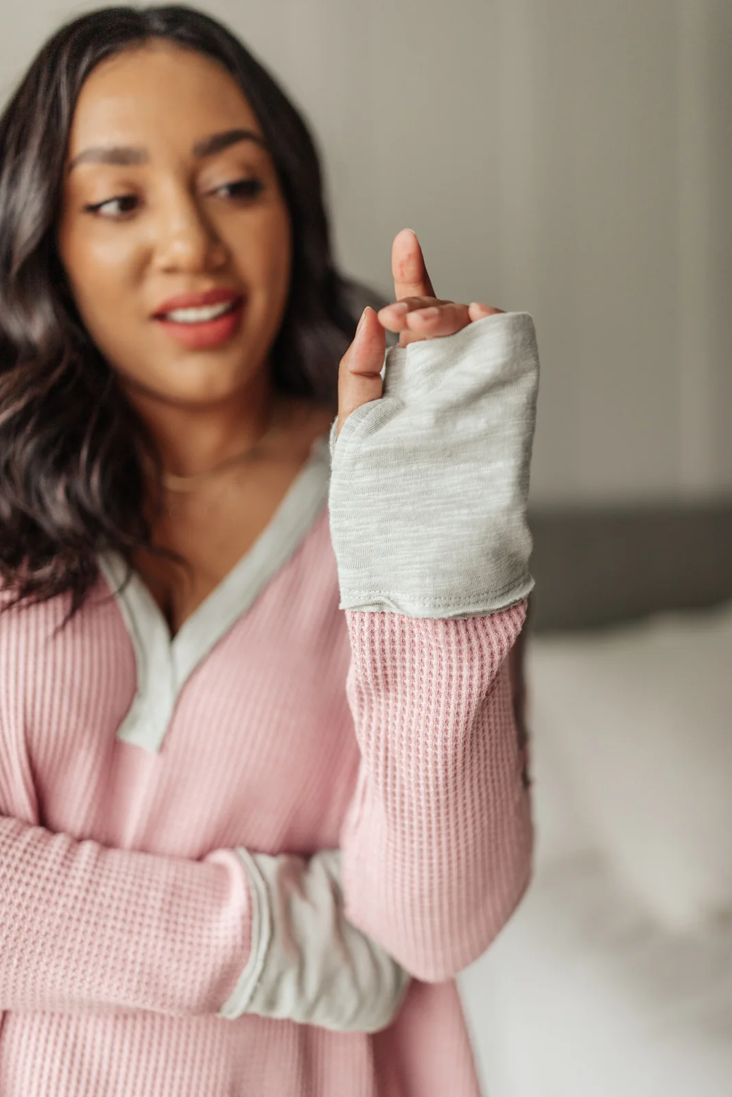 Mia Waffle Knit Long Sleeve In Pink - 2/24/2022 - Image 12