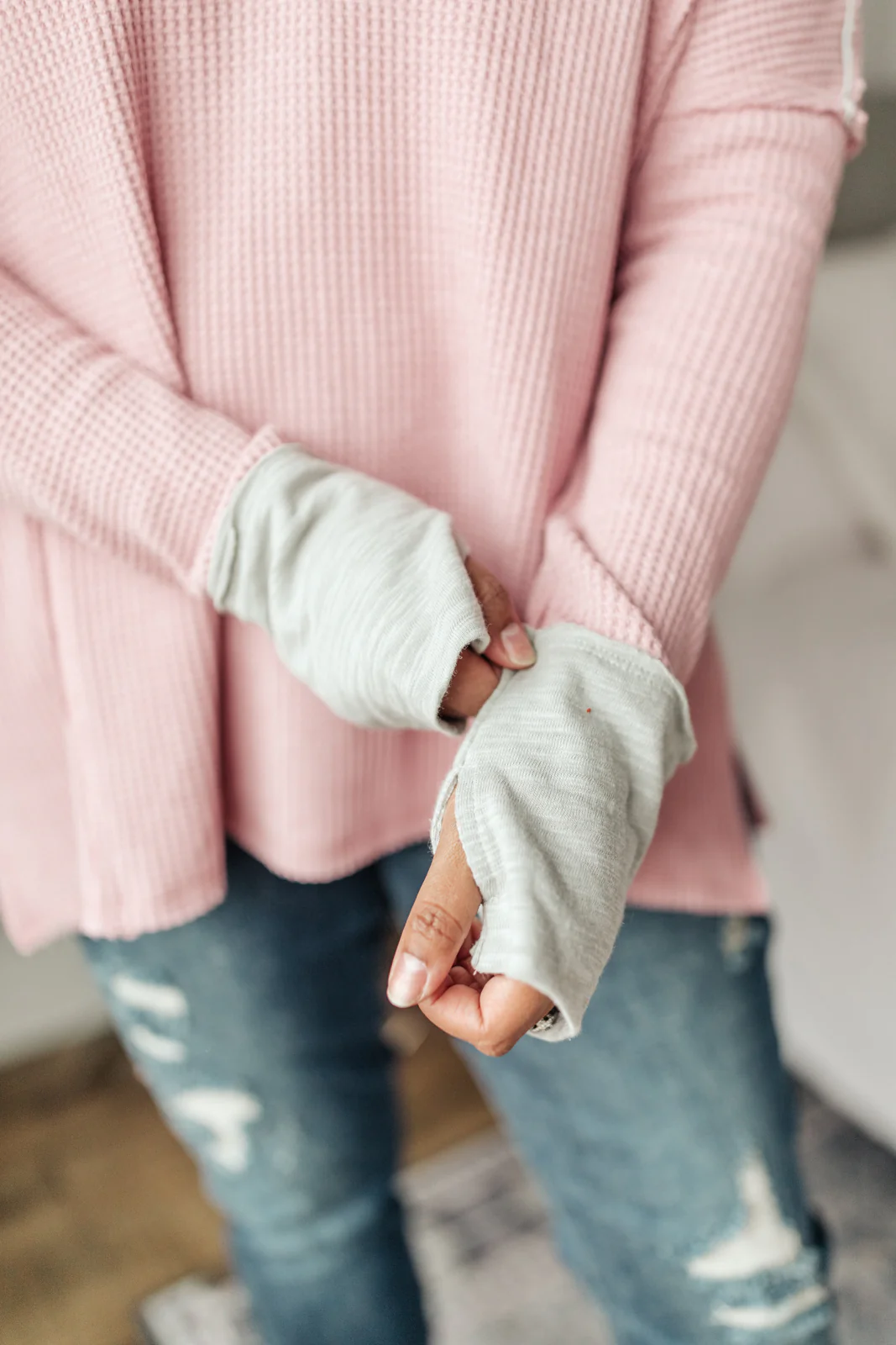 Mia Waffle Knit Long Sleeve In Pink - 2/24/2022 - Image 14