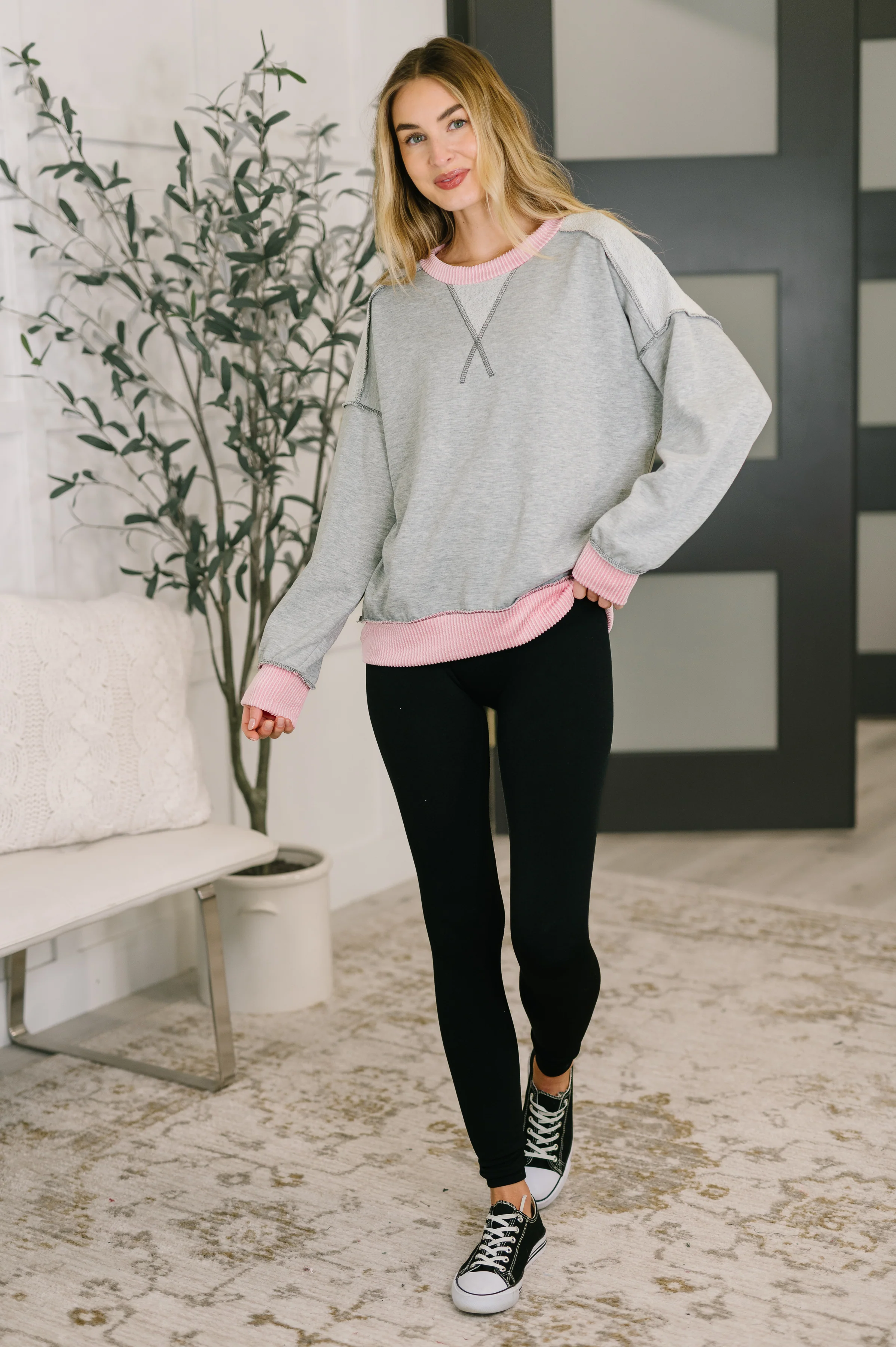 Midnight Cravings Trim Accent Pullover in Grey - 2/20/2026 NEW - Image 3