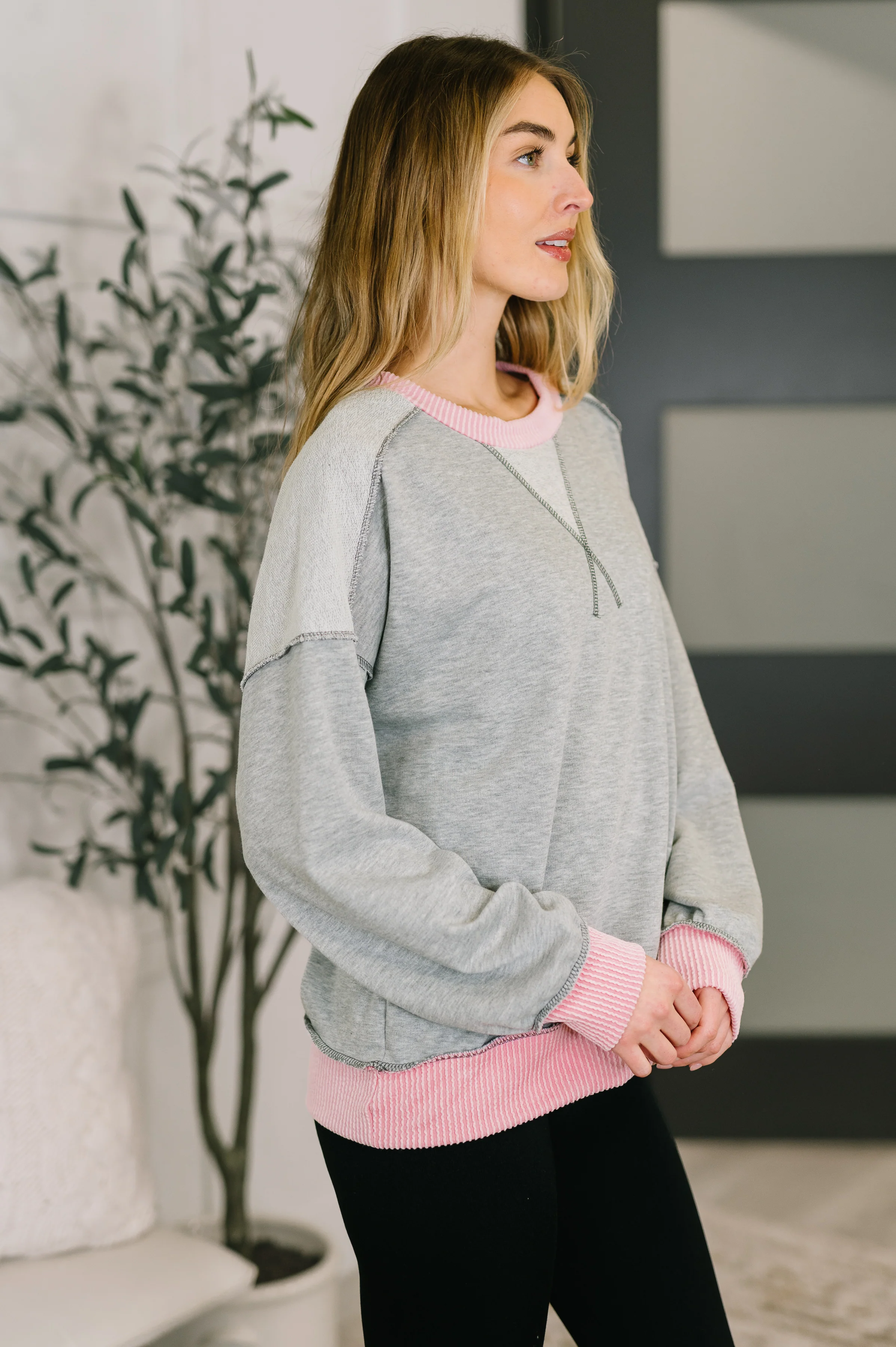Midnight Cravings Trim Accent Pullover in Grey - 2/20/2026 NEW - Image 4