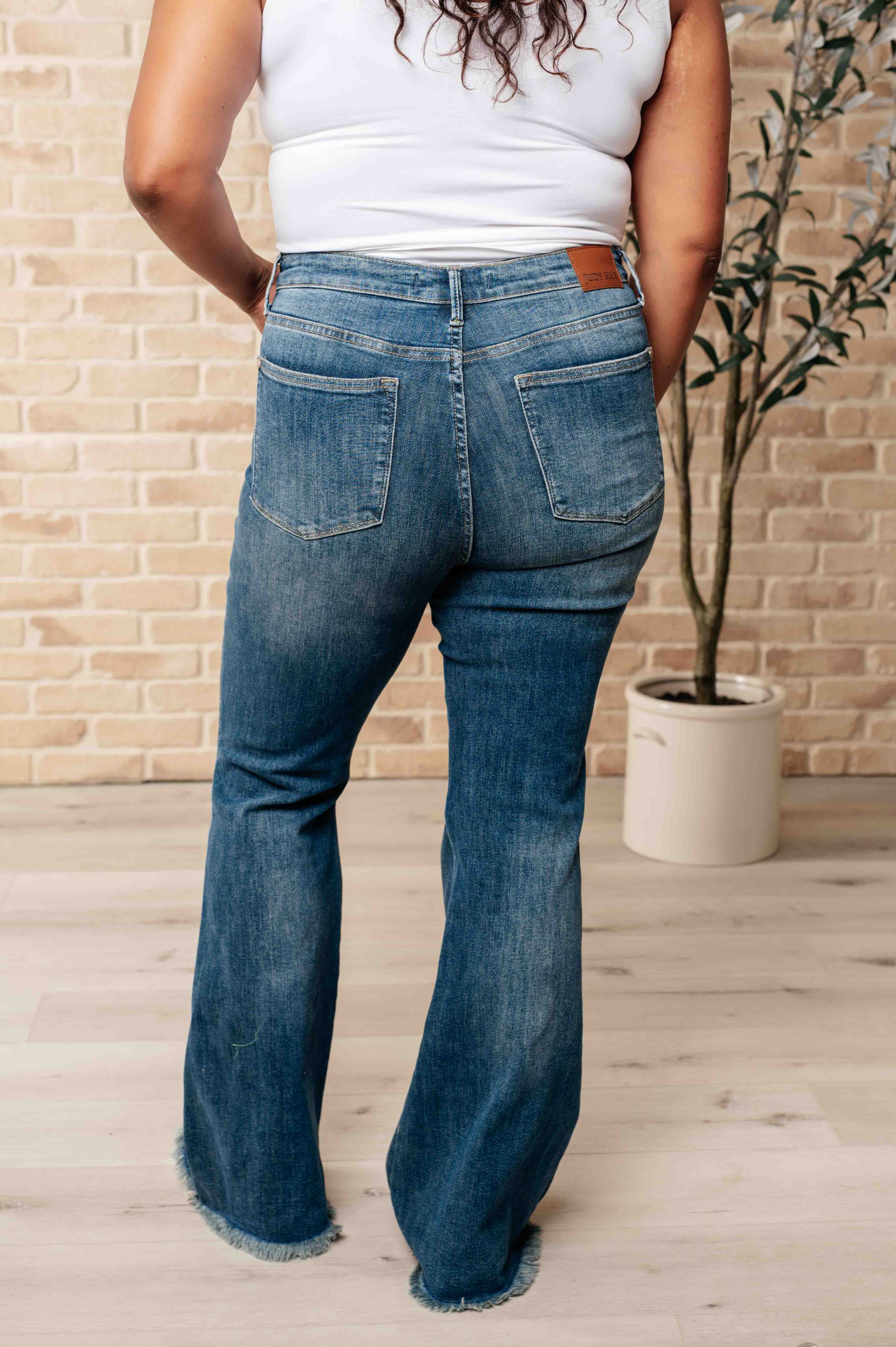 Miley High Waist Control Top Frayed Hem Flare Jeans - 6/19/2024 - Image 7