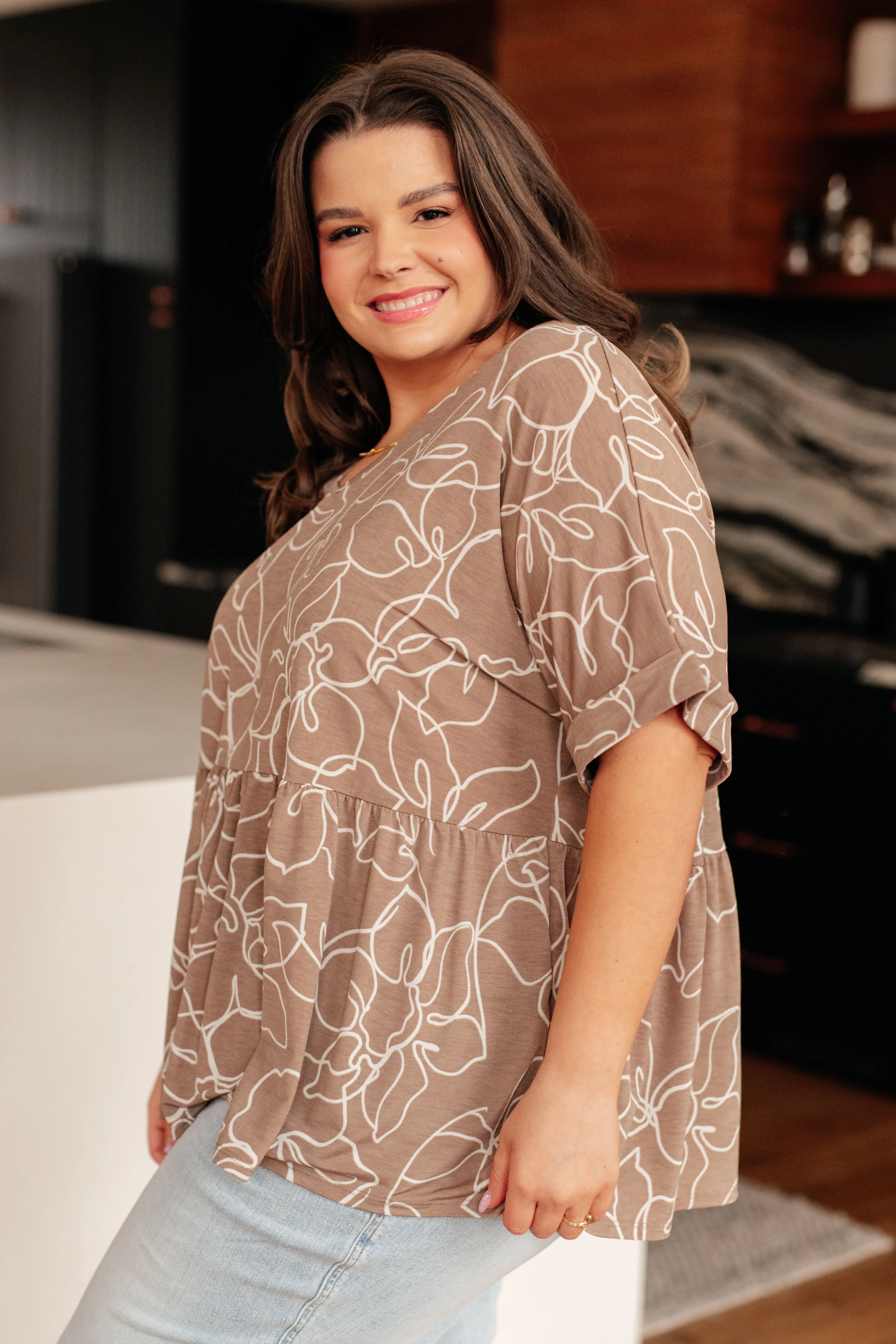 Mocha Petals V-Neck Top - 9/20/2024 - Image 7