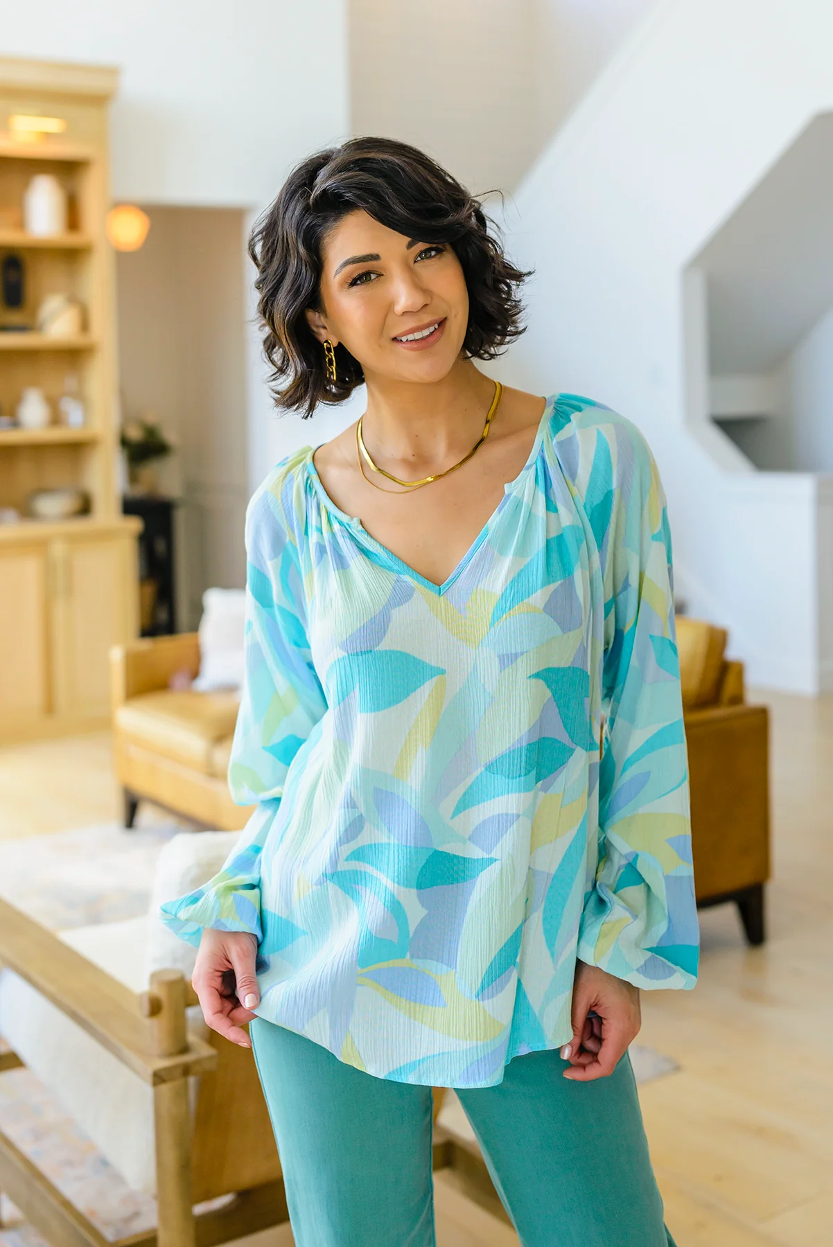 Modern Art V-Neck Blouse - 4/4/2023 - Image 3