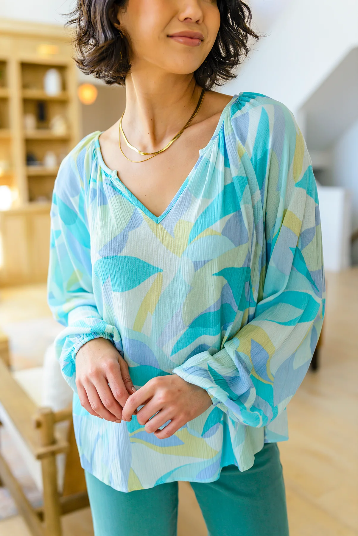 Modern Art V-Neck Blouse - 4/4/2023 - Image 6