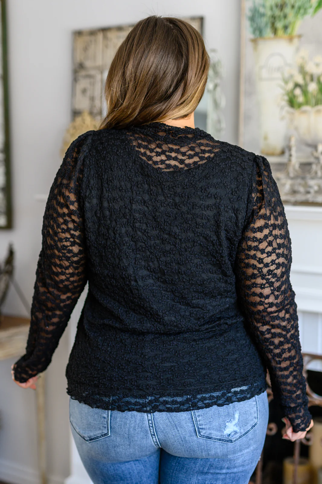 Moon Flower Floral Mesh Long Sleeve Top - 12/29/2022 - Image 4