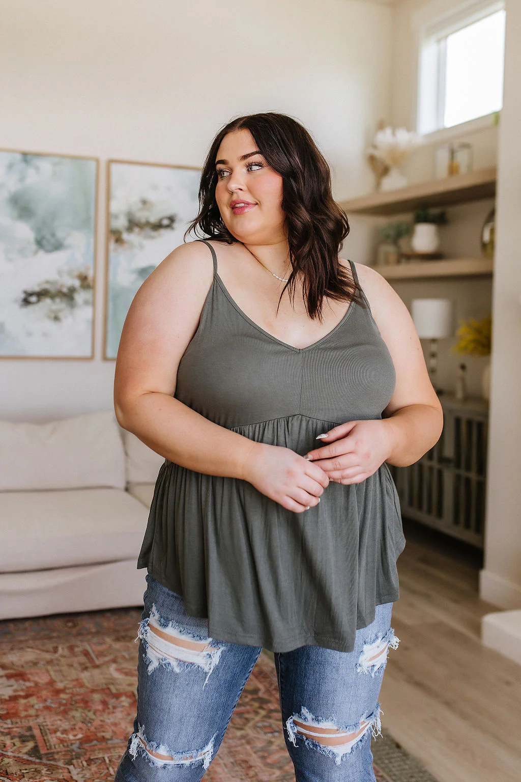 Never Not Loving V-Neck Cami in Gray Green - 6/16/2023 - Image 17