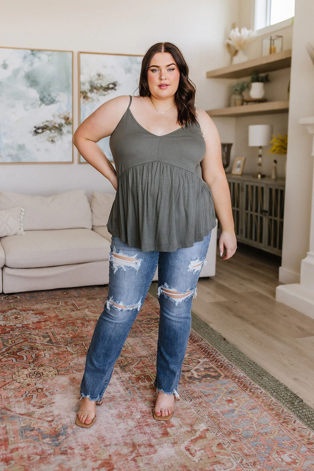 Never Not Loving V-Neck Cami in Gray Green - 6/16/2023 - Image 3