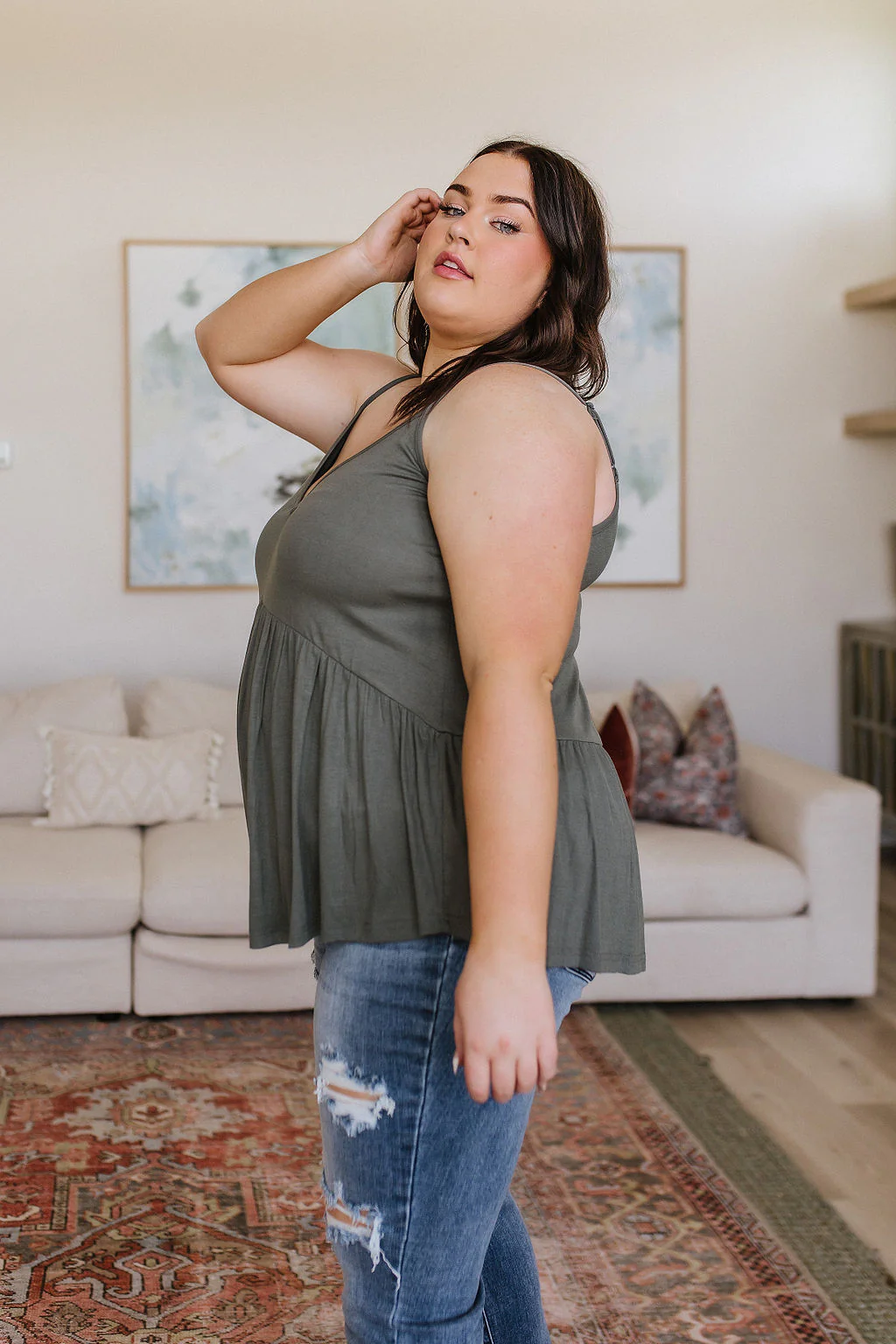 Never Not Loving V-Neck Cami in Gray Green - 6/16/2023 - Image 5