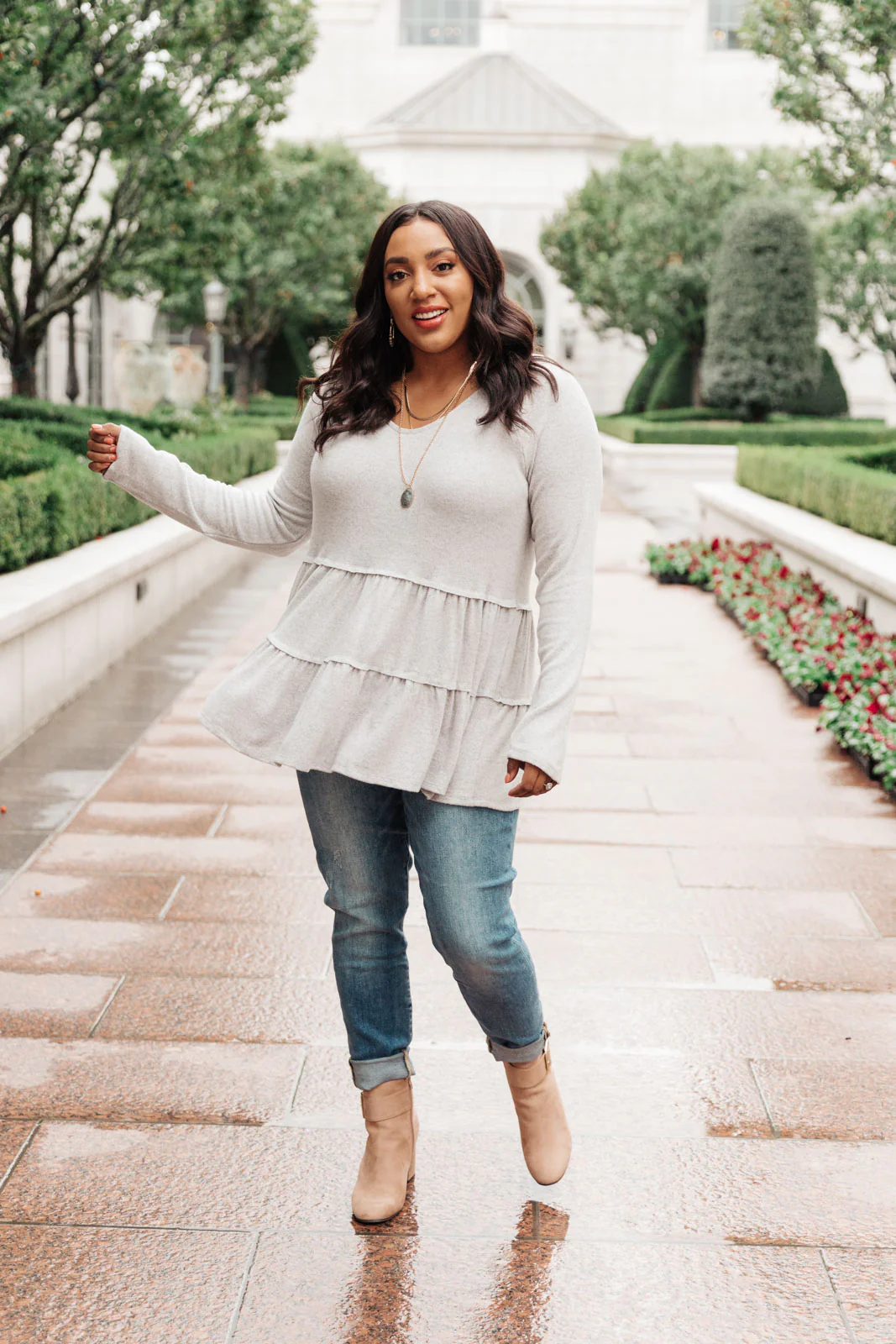 Nicely Done Tiered Top in Gray - 11/18/2021 - Image 4