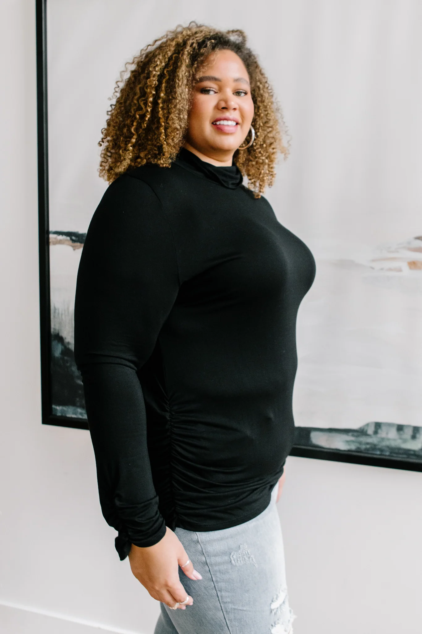 Nivia Draped Turtle Neck Tunic in Black - 11/9/2021 - Image 11