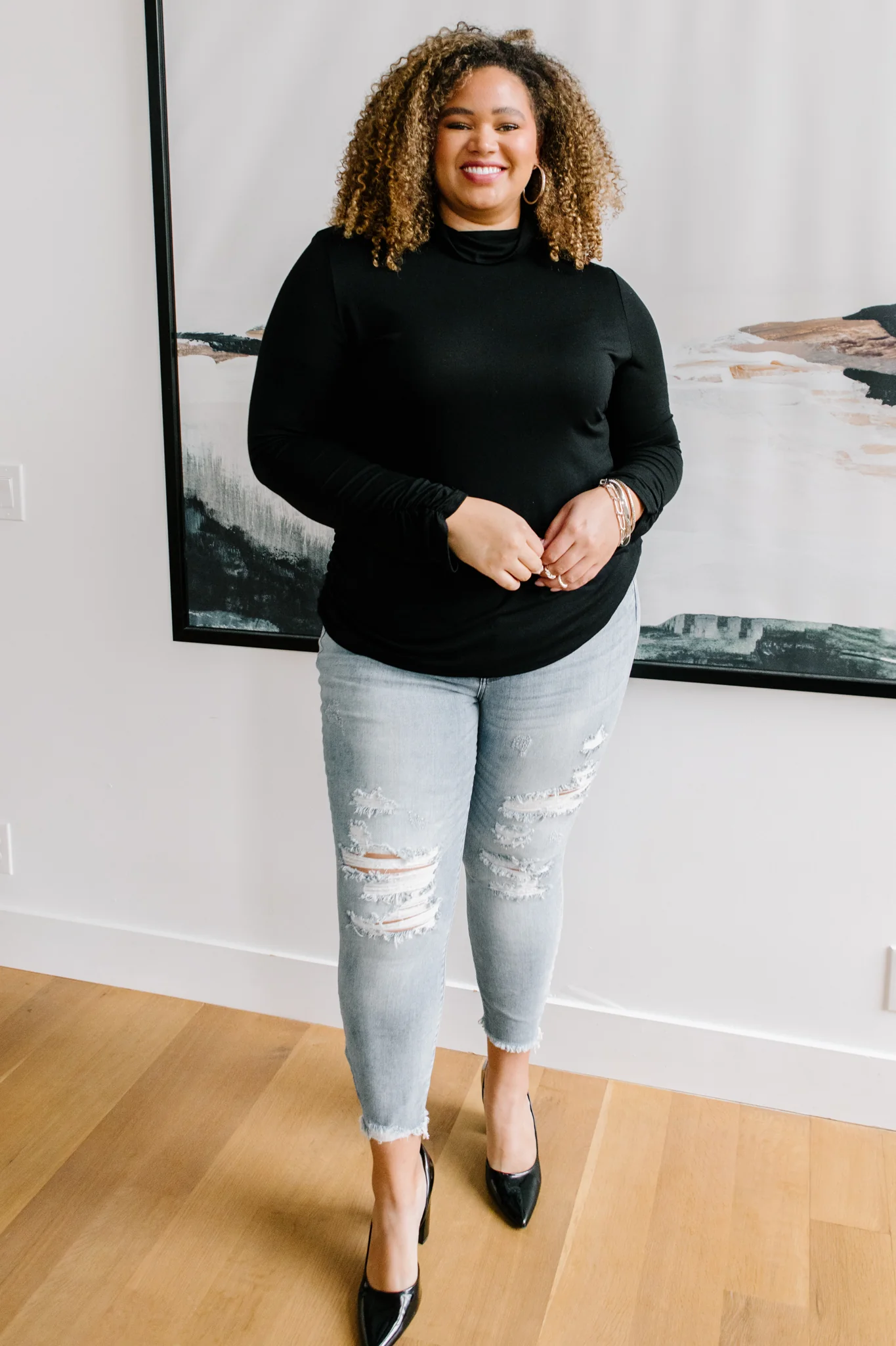 Nivia Draped Turtle Neck Tunic in Black - 11/9/2021 - Image 12