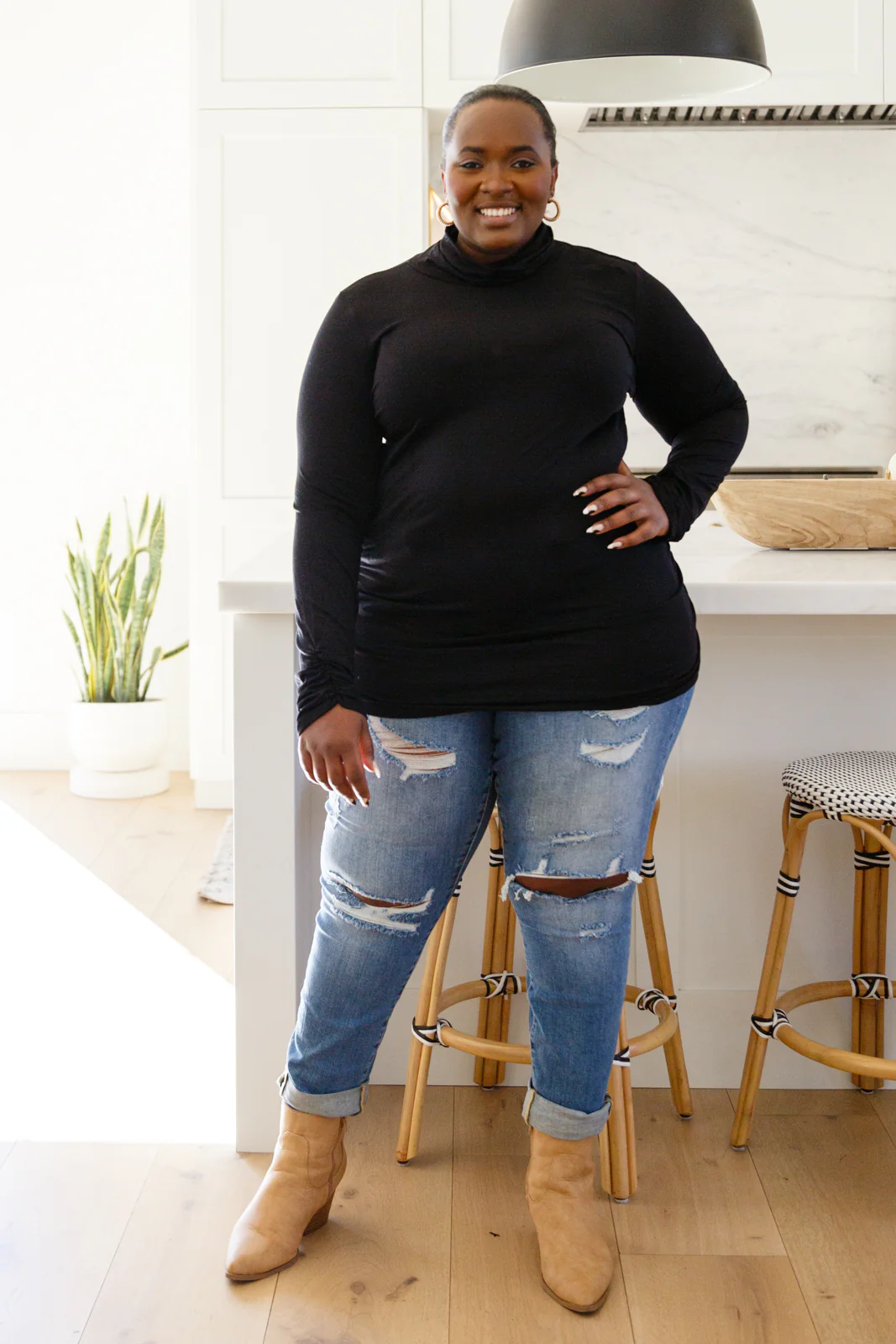 Nivia Draped Turtle Neck Tunic in Black - 11/9/2021 - Image 3