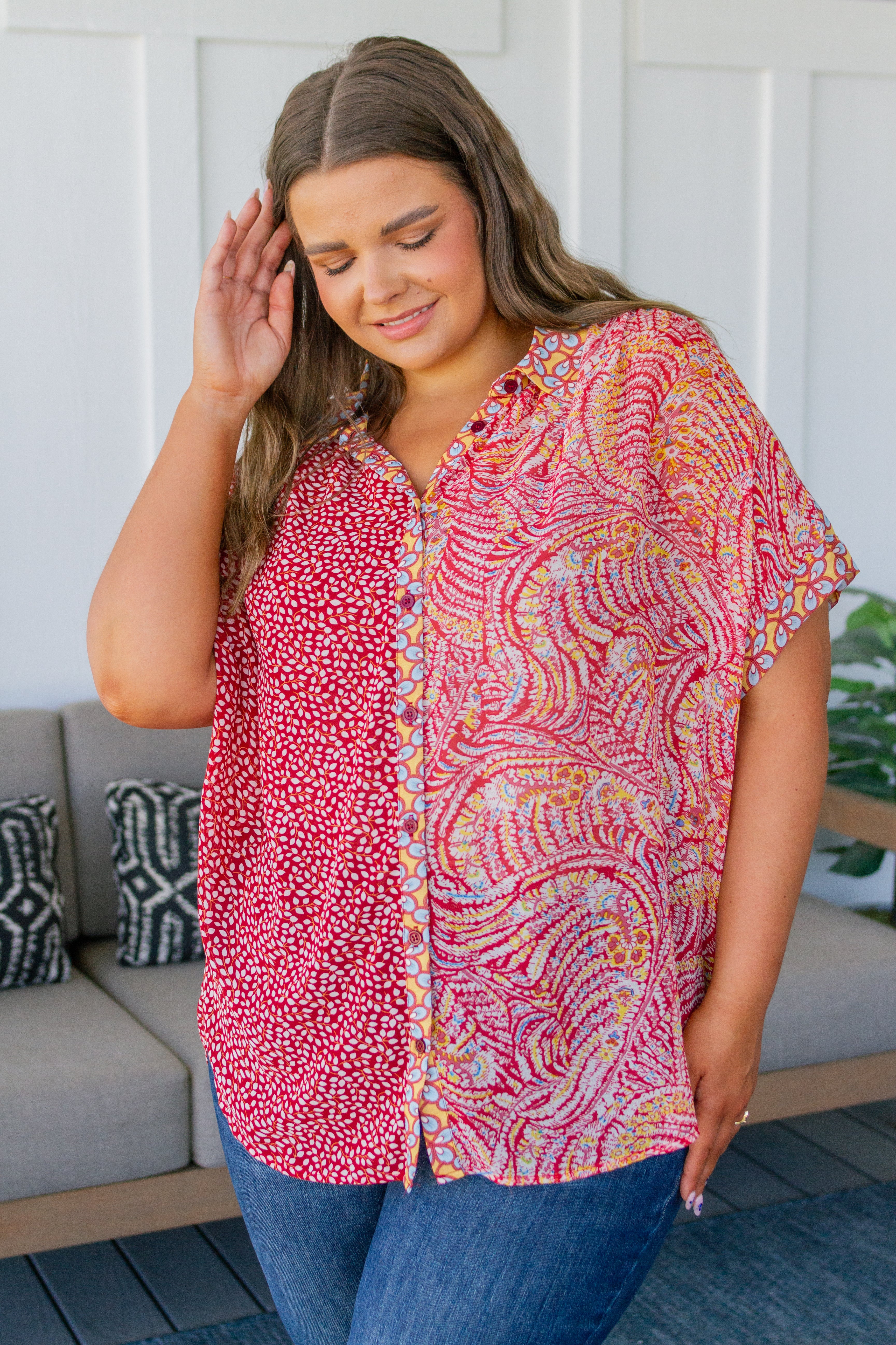 No Competition Mixed Print Button Down - 8/1/2023