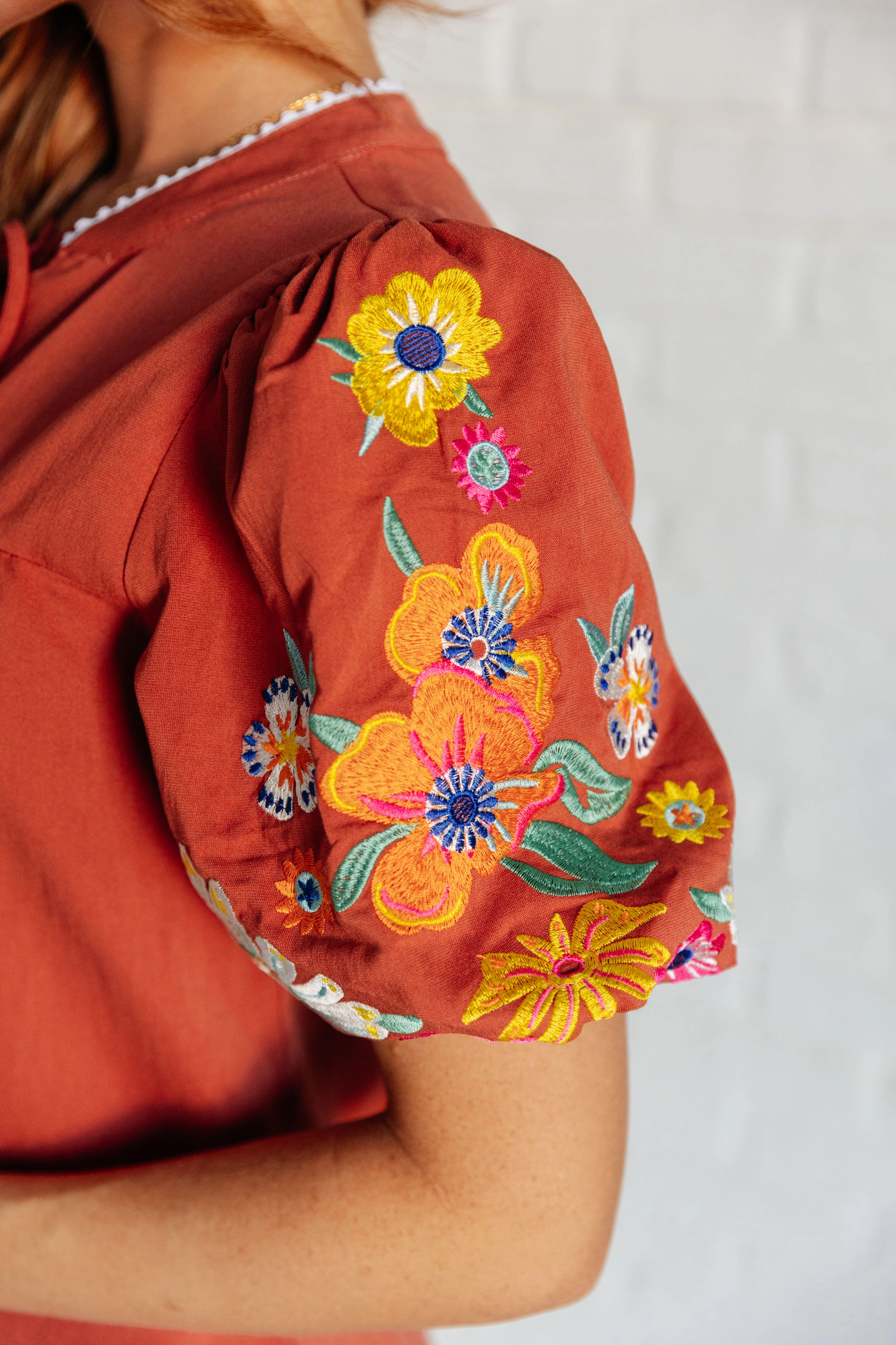 No Concerns Embroidered Sleeve Blouse - 7/31/2025 - Image 7
