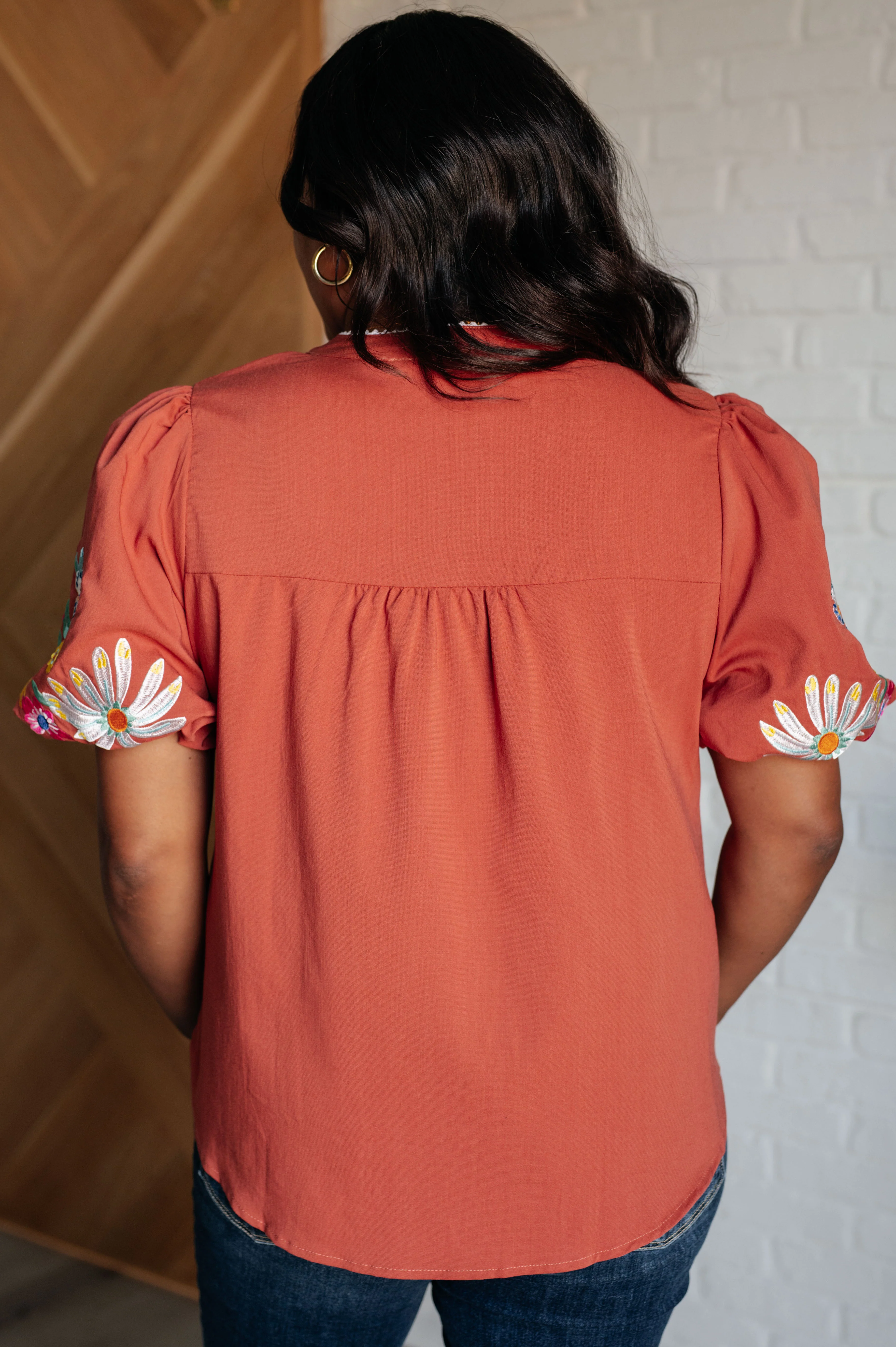 No Concerns Embroidered Sleeve Blouse - 7/31/2025 - Image 8