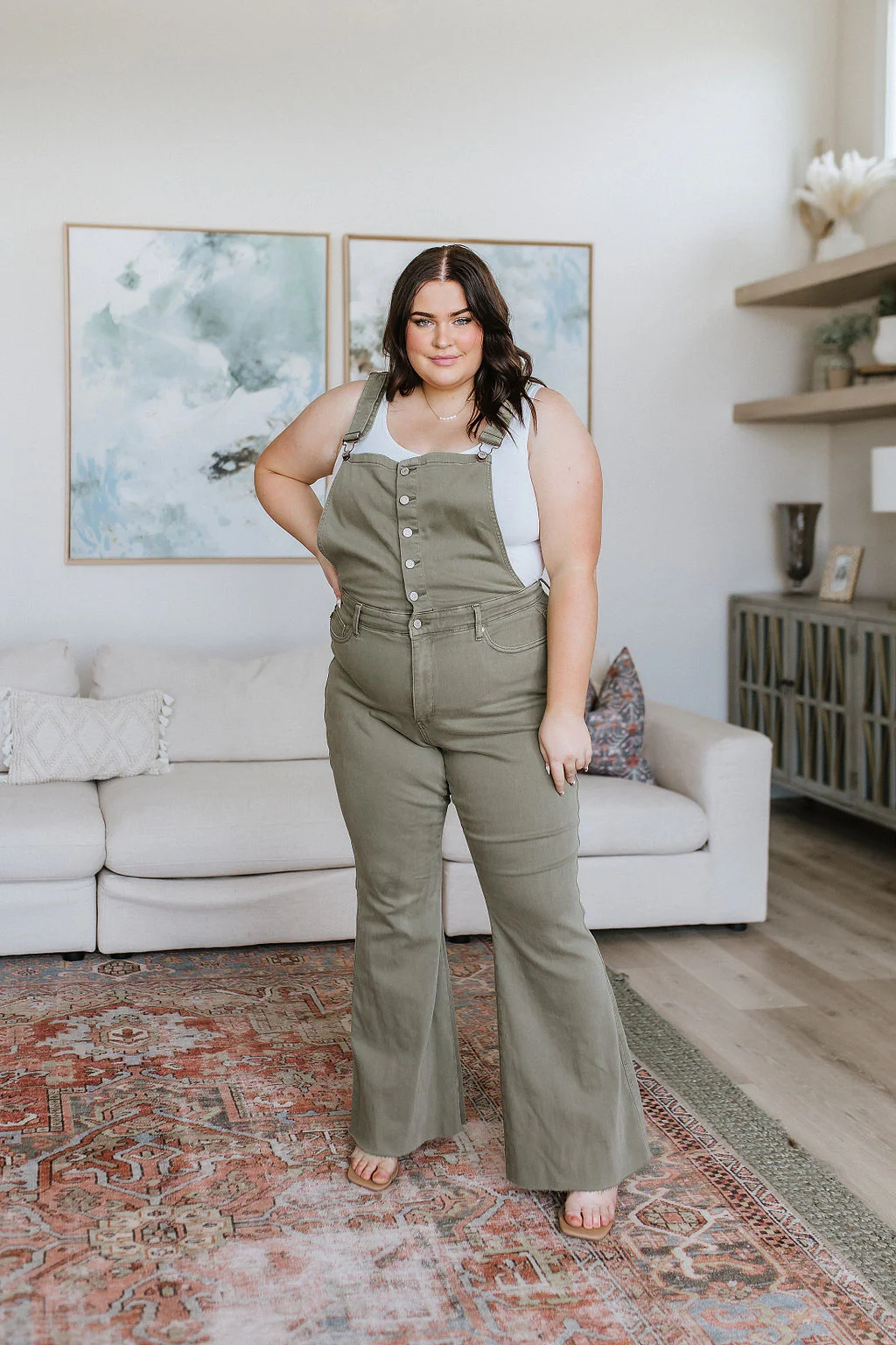 Olivia Control Top Release Hem Overalls in Olive - 5/31/2023 - Image 17