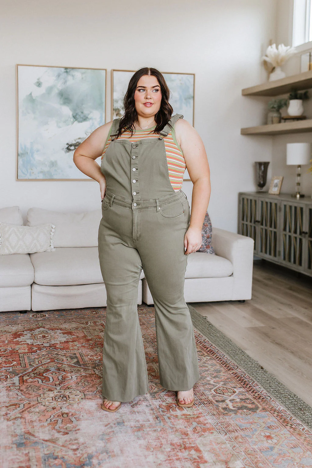Olivia Control Top Release Hem Overalls in Olive - 5/31/2023 - Image 21